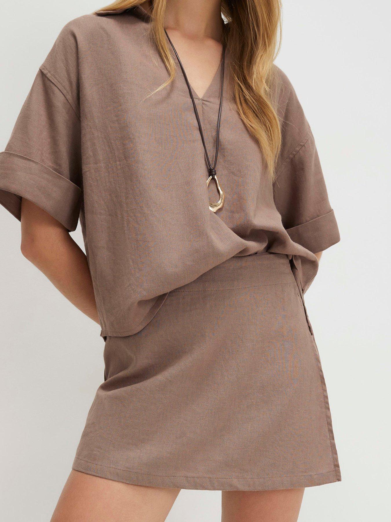 Image 4 of 6 of River Island Linen Skort - Beige