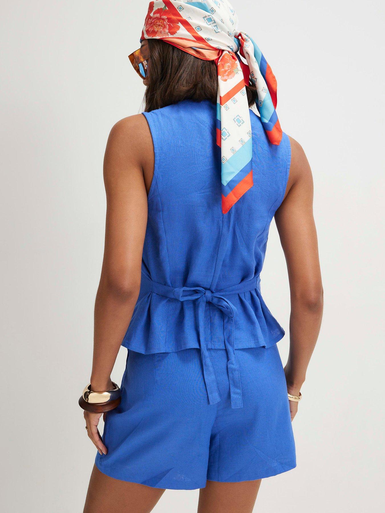 Image 2 of 6 of River Island Epp Linen Skort - Blue
