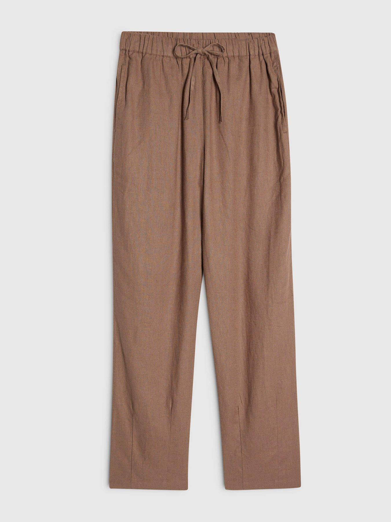 Image 4 of 5 of River Island Epp Linen Tapered Co-Ord Trousers - Beige