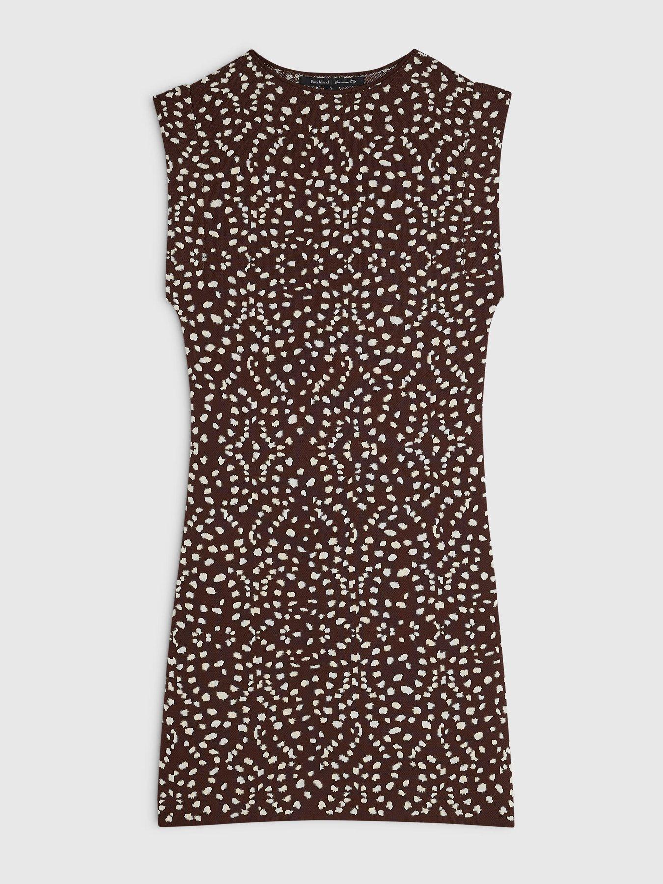Image 4 of 5 of River Island Short Deer Print Fitted Brunch Dress - Brown