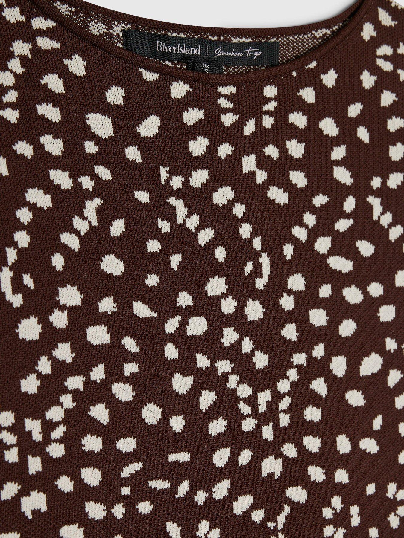 Image 5 of 5 of River Island Short Deer Print Fitted Brunch Dress - Brown