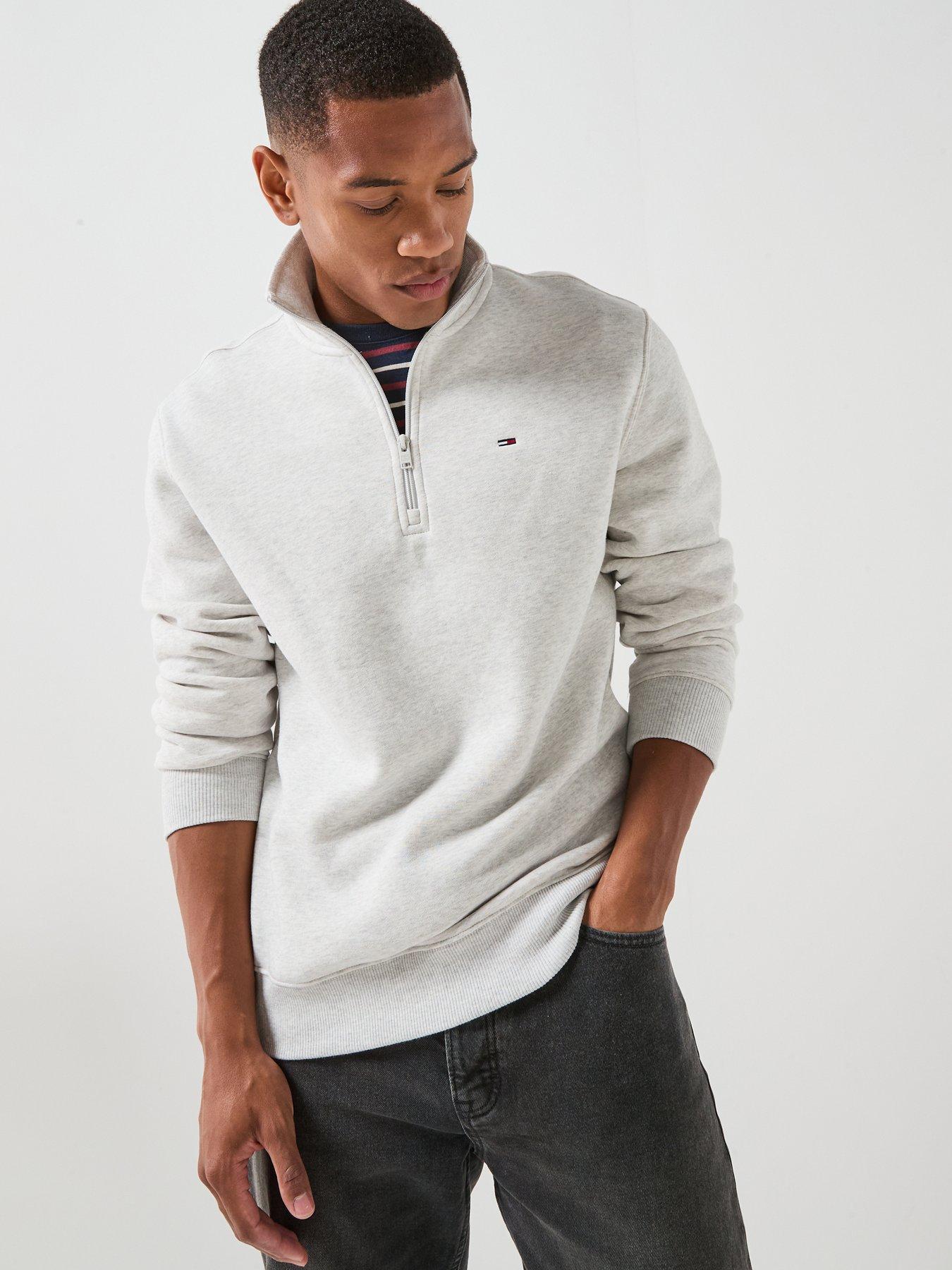 Tommy Jeans Regular Fleece 1/4 Zip Sweatshirt - Grey