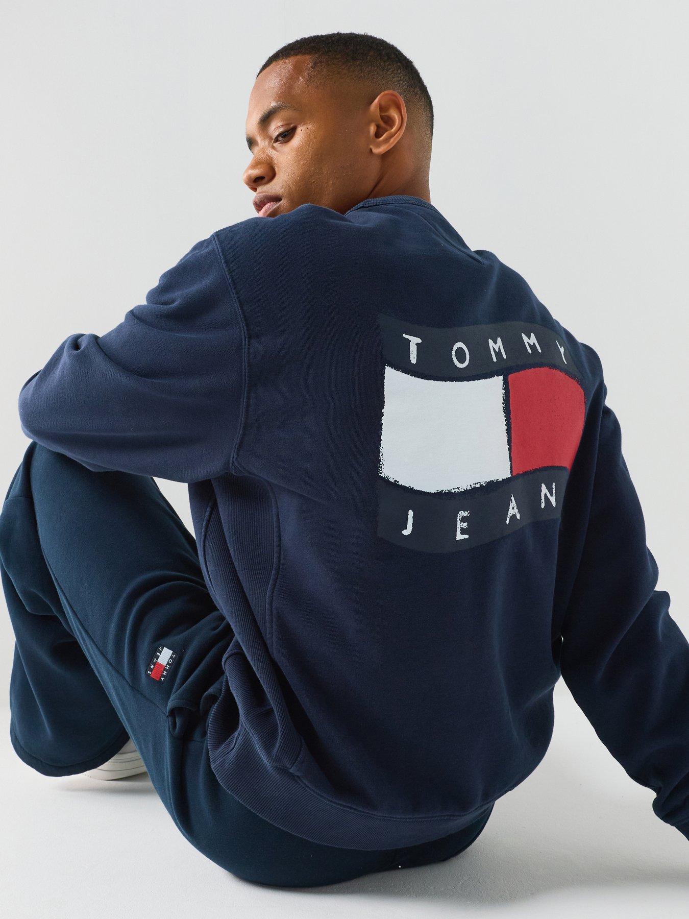 Tommy Jeans Relaxed Wavy Flag Crew Sweater - Blue