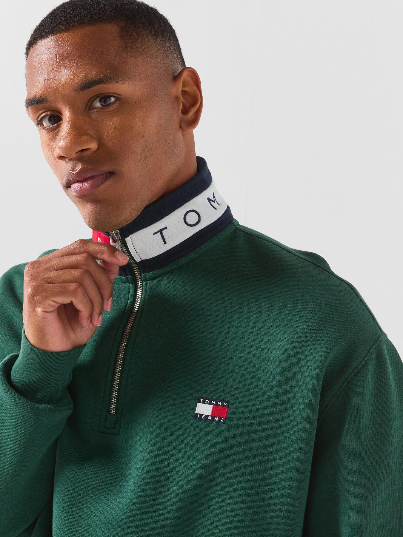 Image 6 of 6 of Tommy Jeans Relaxed Branded Collar 1/4 Zip Sweatshirt - Green