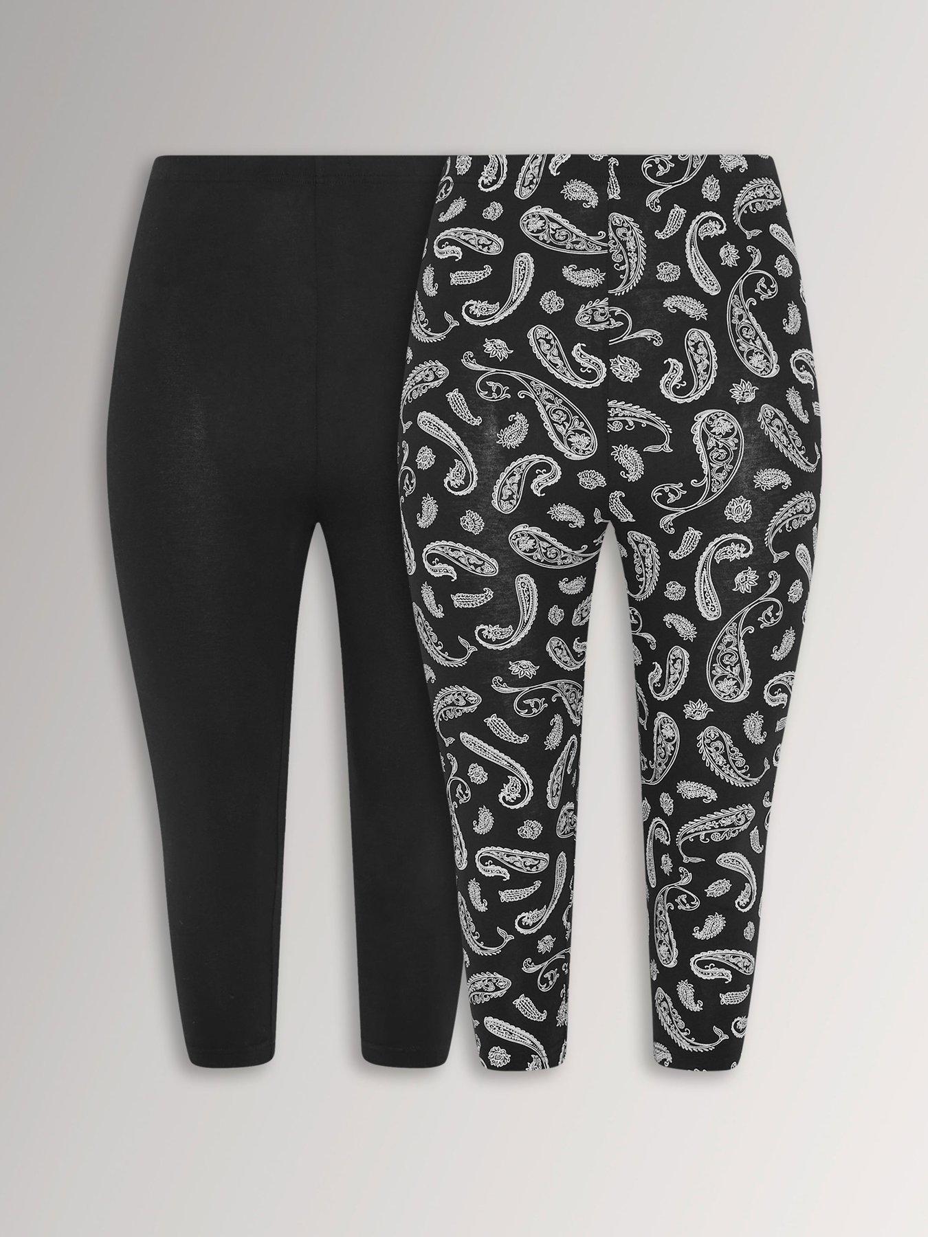 Image 4 of 4 of Yours Curve 2 Pack Crop Leggings - Black