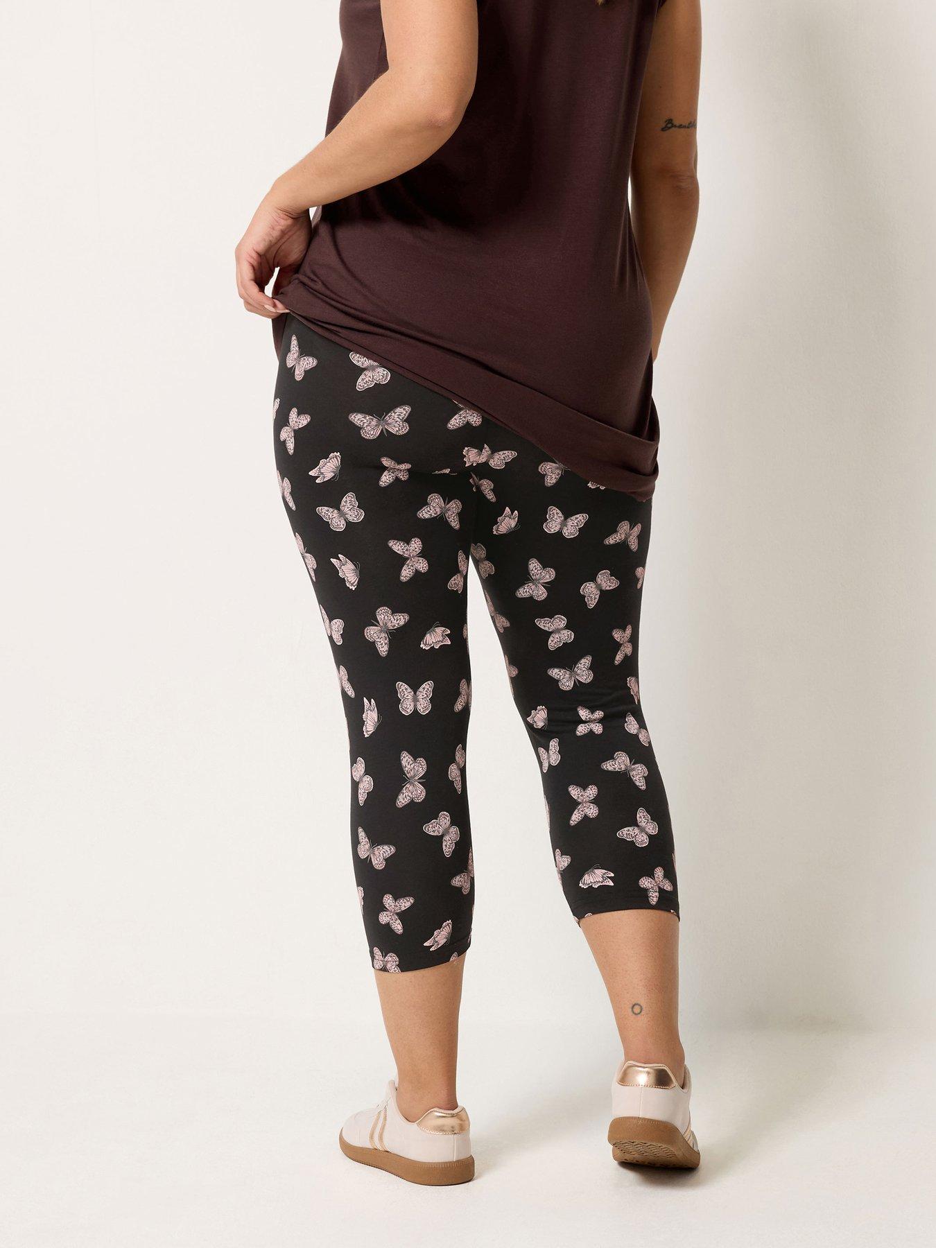Image 2 of 4 of Yours Curve 2-Pack Printed Crop Leggings - White