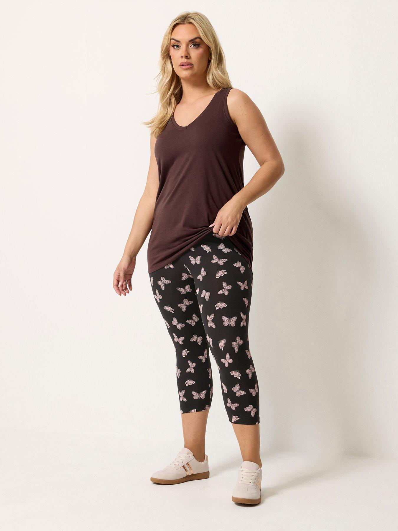 Image 3 of 4 of Yours Curve 2-Pack Printed Crop Leggings - White