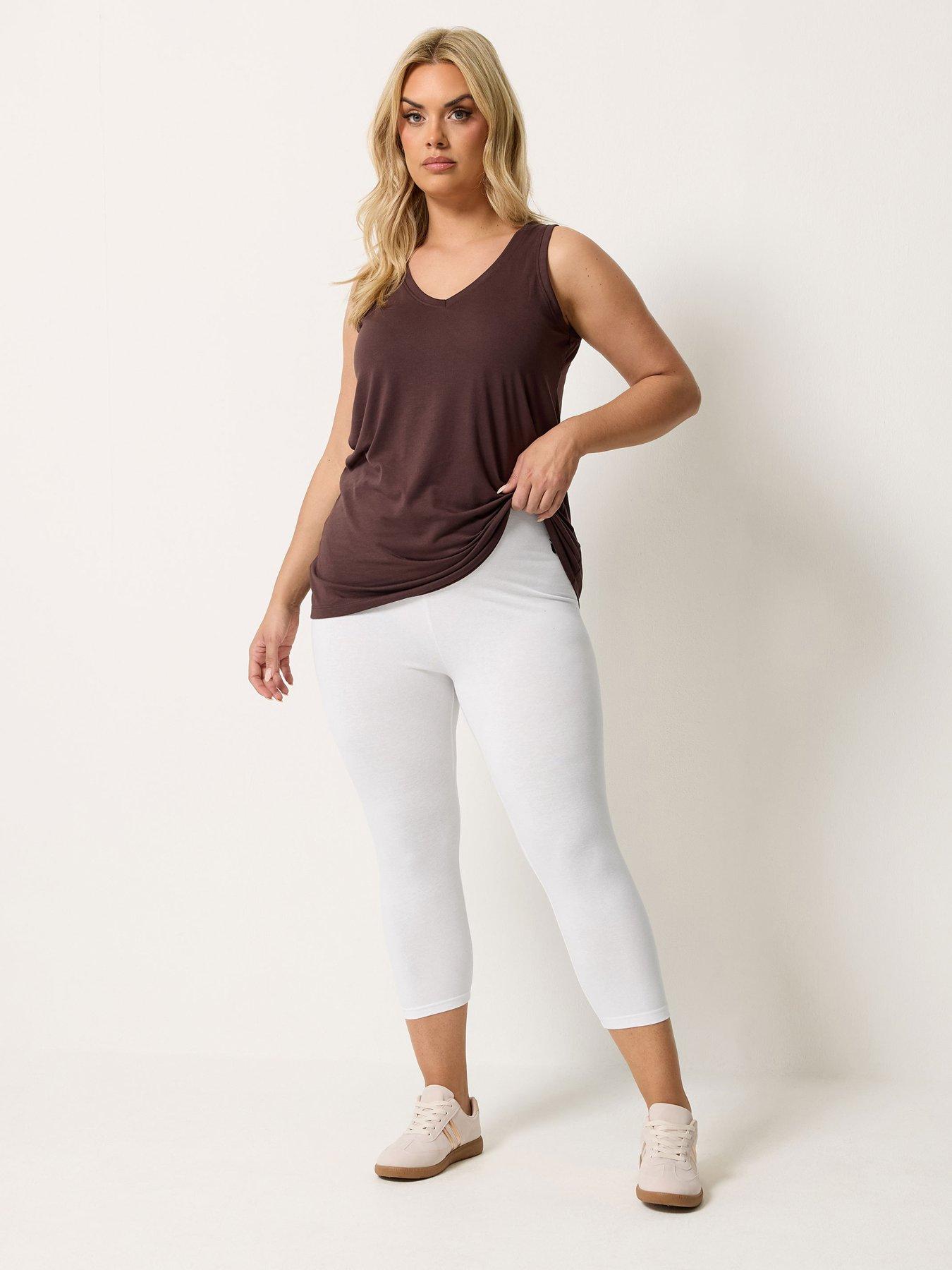Image 4 of 4 of Yours Curve 2-Pack Printed Crop Leggings - White