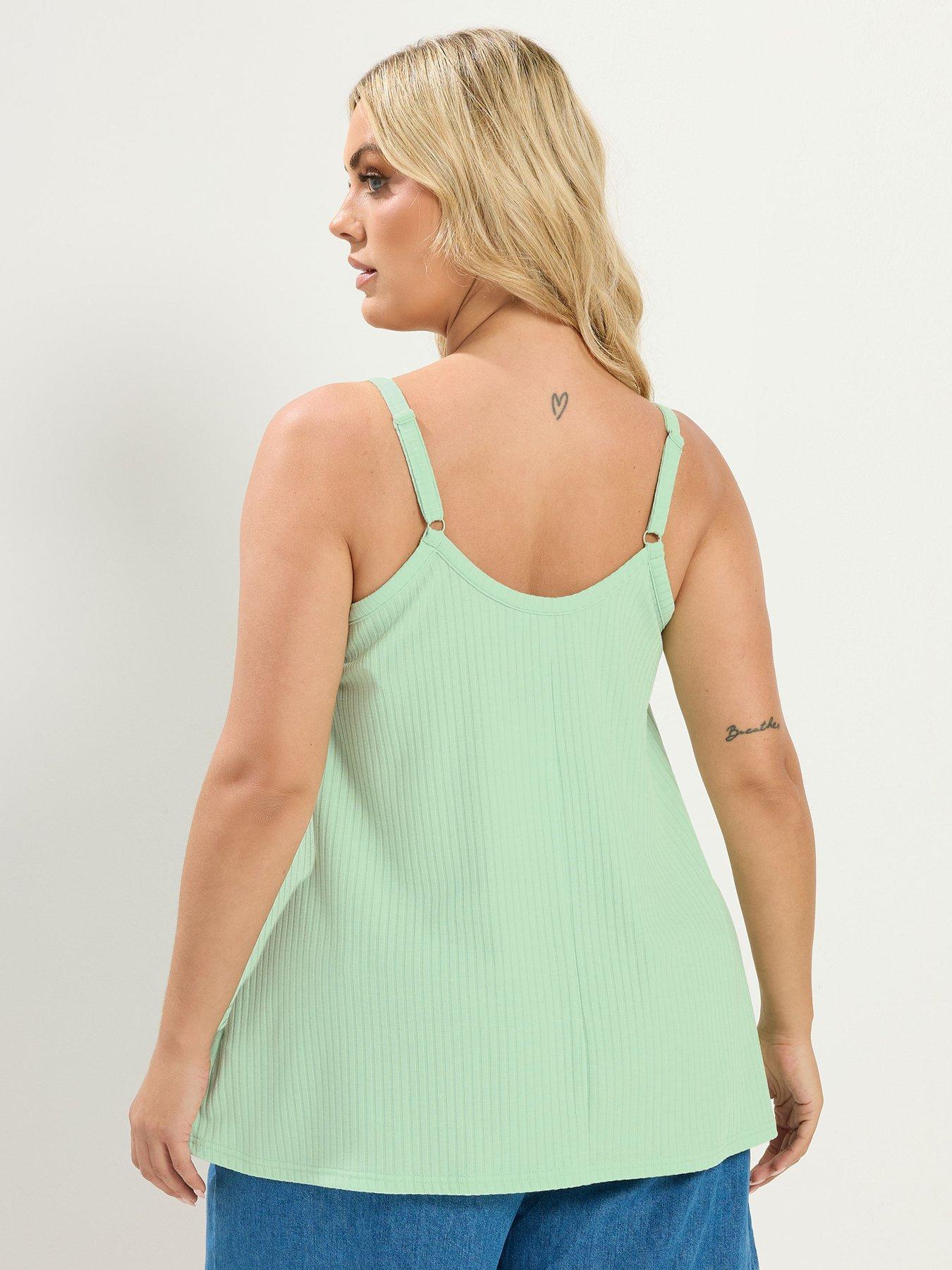 Image 2 of 4 of Yours Curve Button Rib Swing Cami - Green