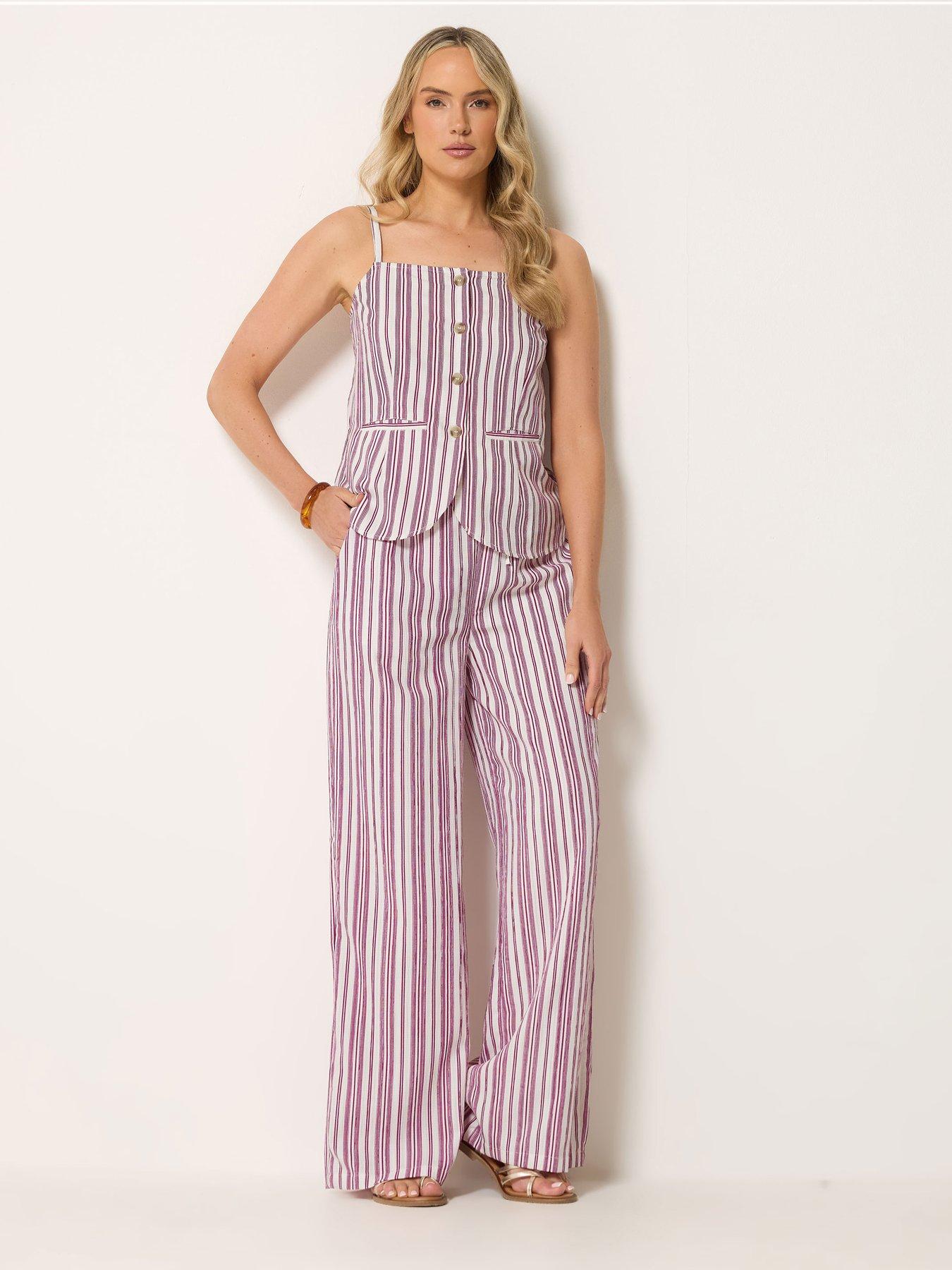 Long Tall Sally Stripe Trouser  &  Top Set 36" - Red