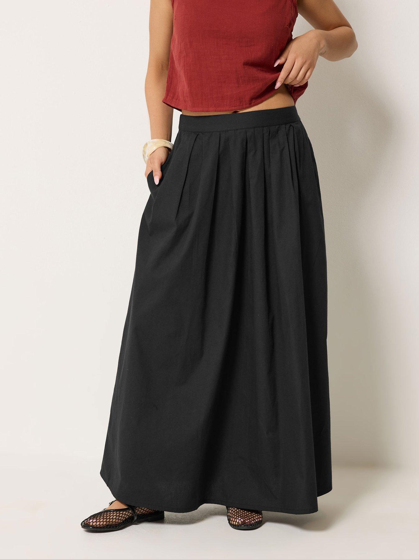 PixieGirl Petite Poplin Full Maxi Skirt