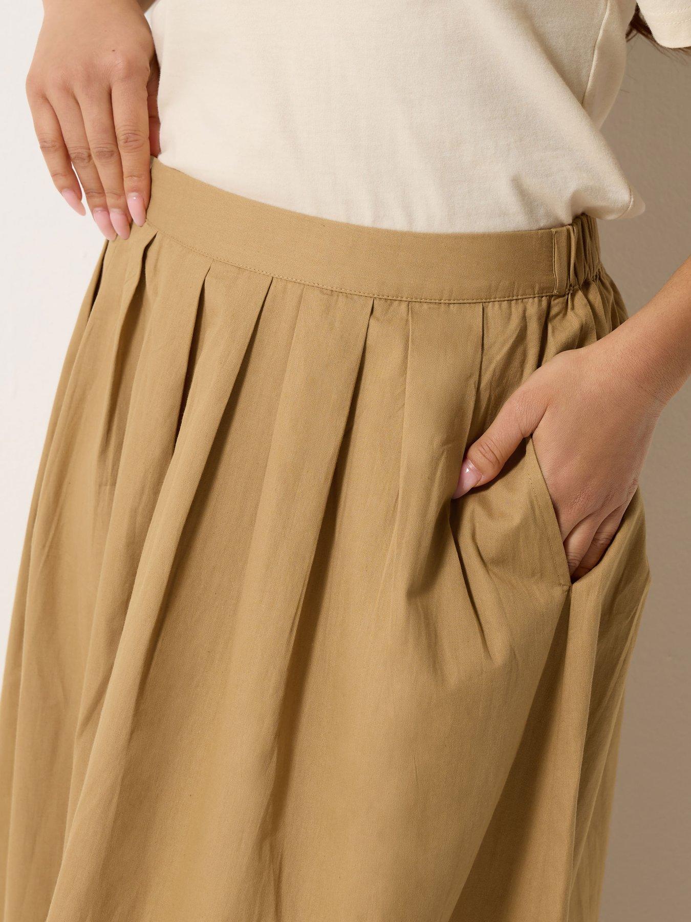 Image 4 of 4 of PixieGirl Petite Poplin Full Maxi Skirt - Brown