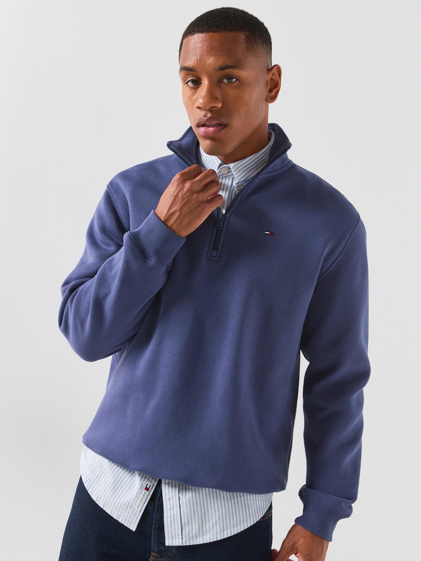 Tommy Jeans Regular Fit Fleece 1/4 Zip Sweat - Navy