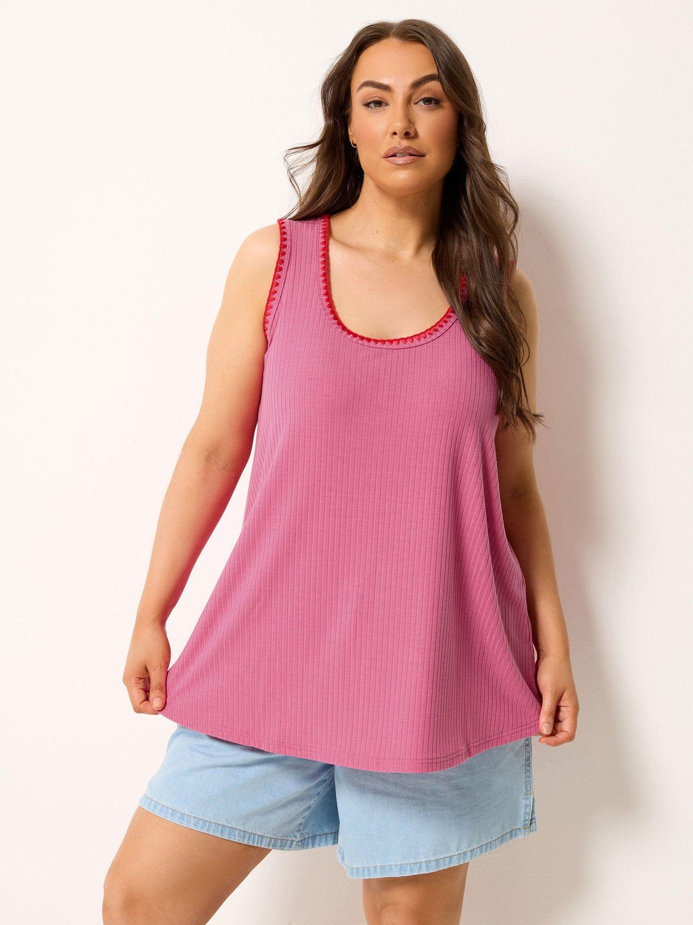 Yours Curve Whipstitch Swing Vest - Pink