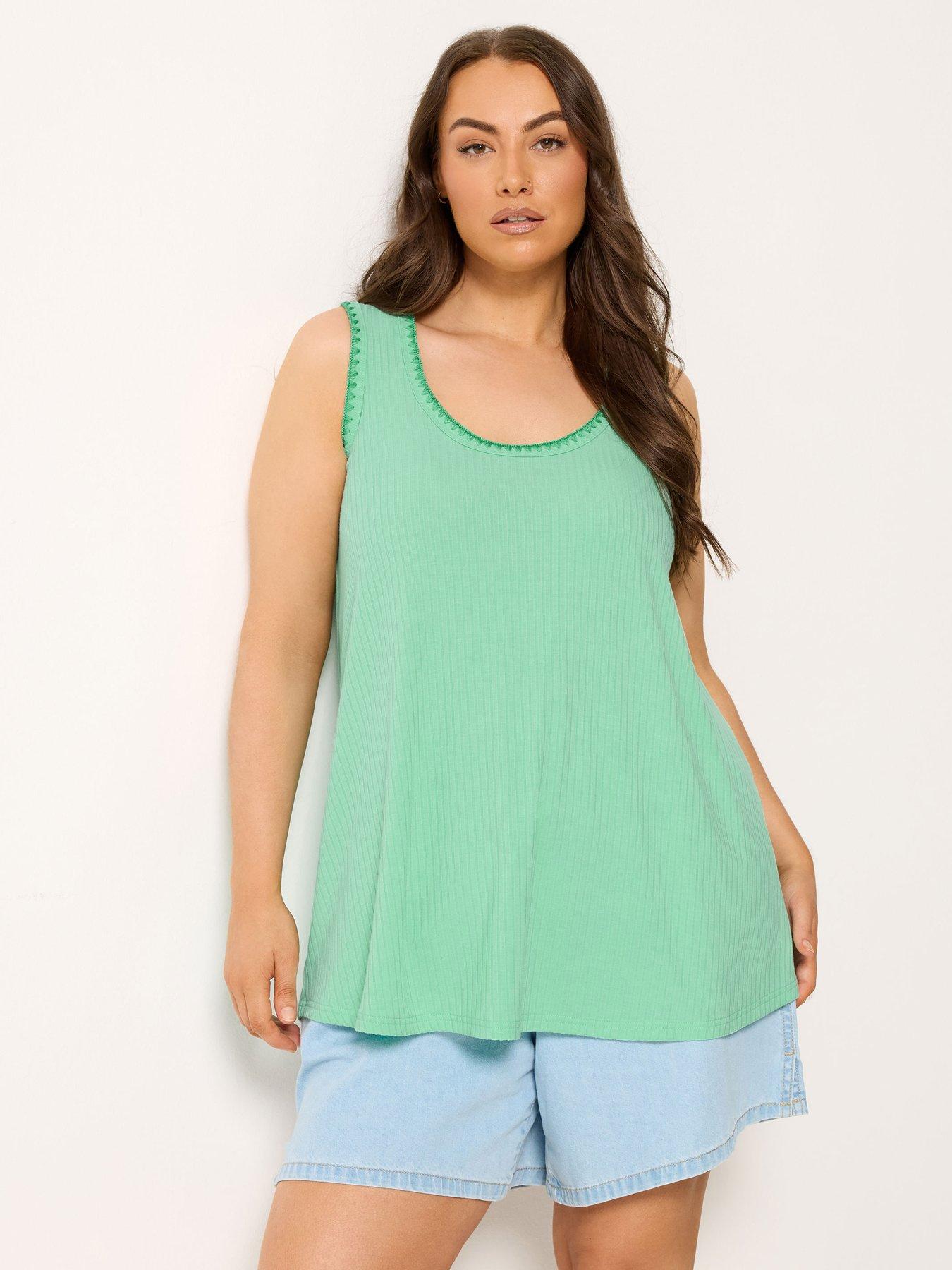 Yours Curve Whipstitch Swing Vest - Green