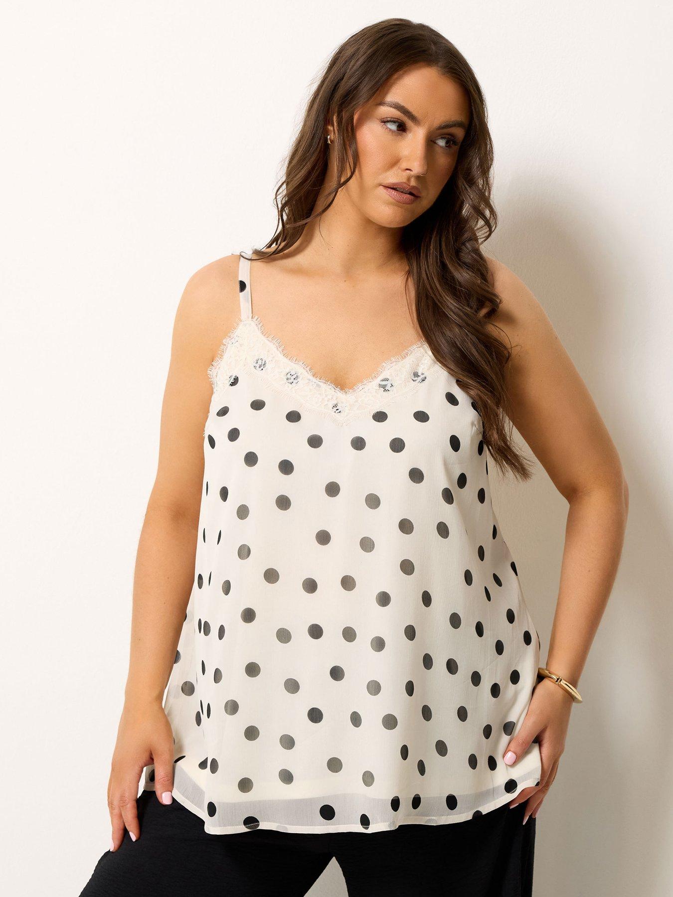 Yours Curve Spot Print Lace Vest - Cream