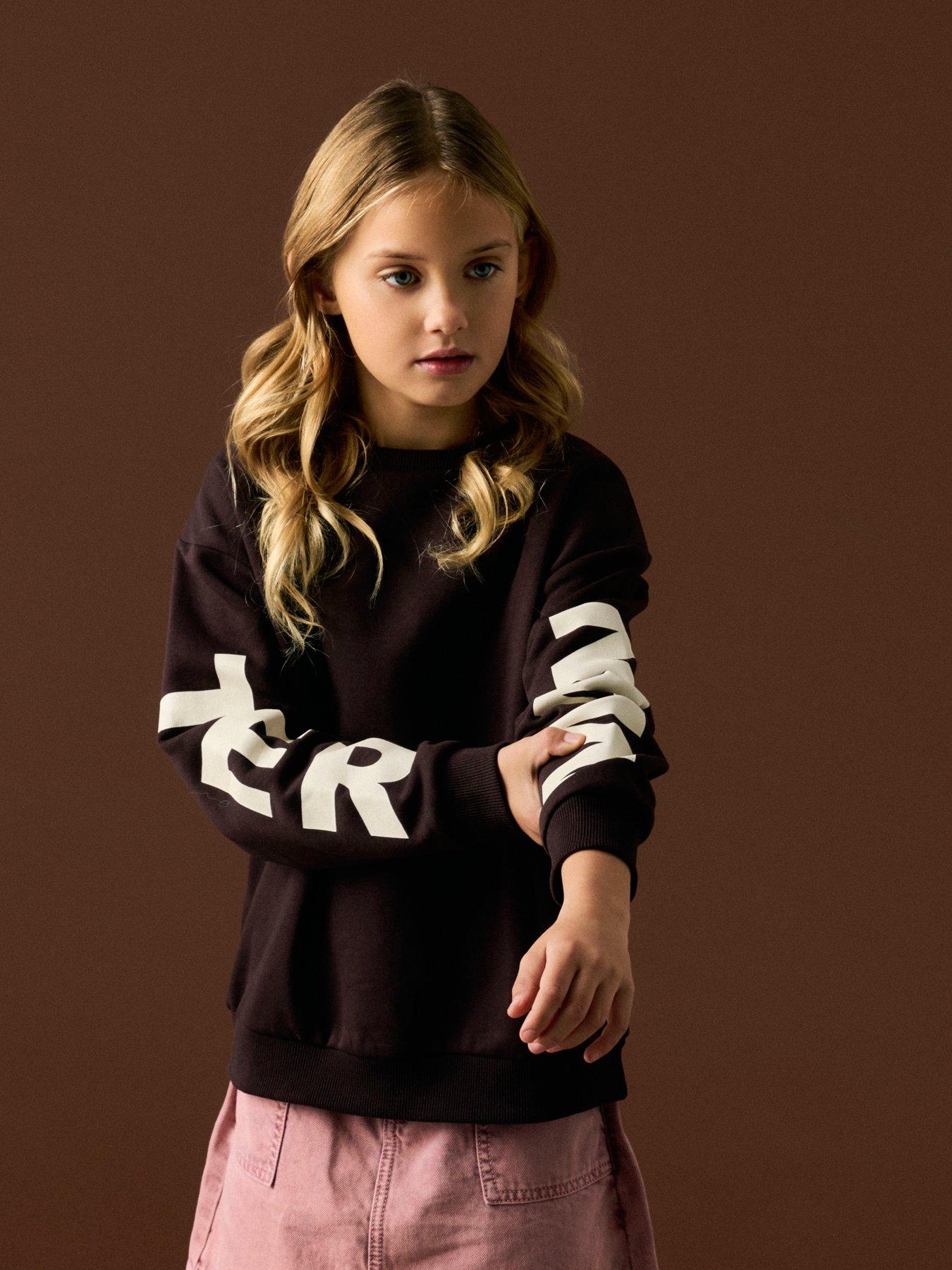 Name It Girls Manchester Back Print Sweat - Dark Brown