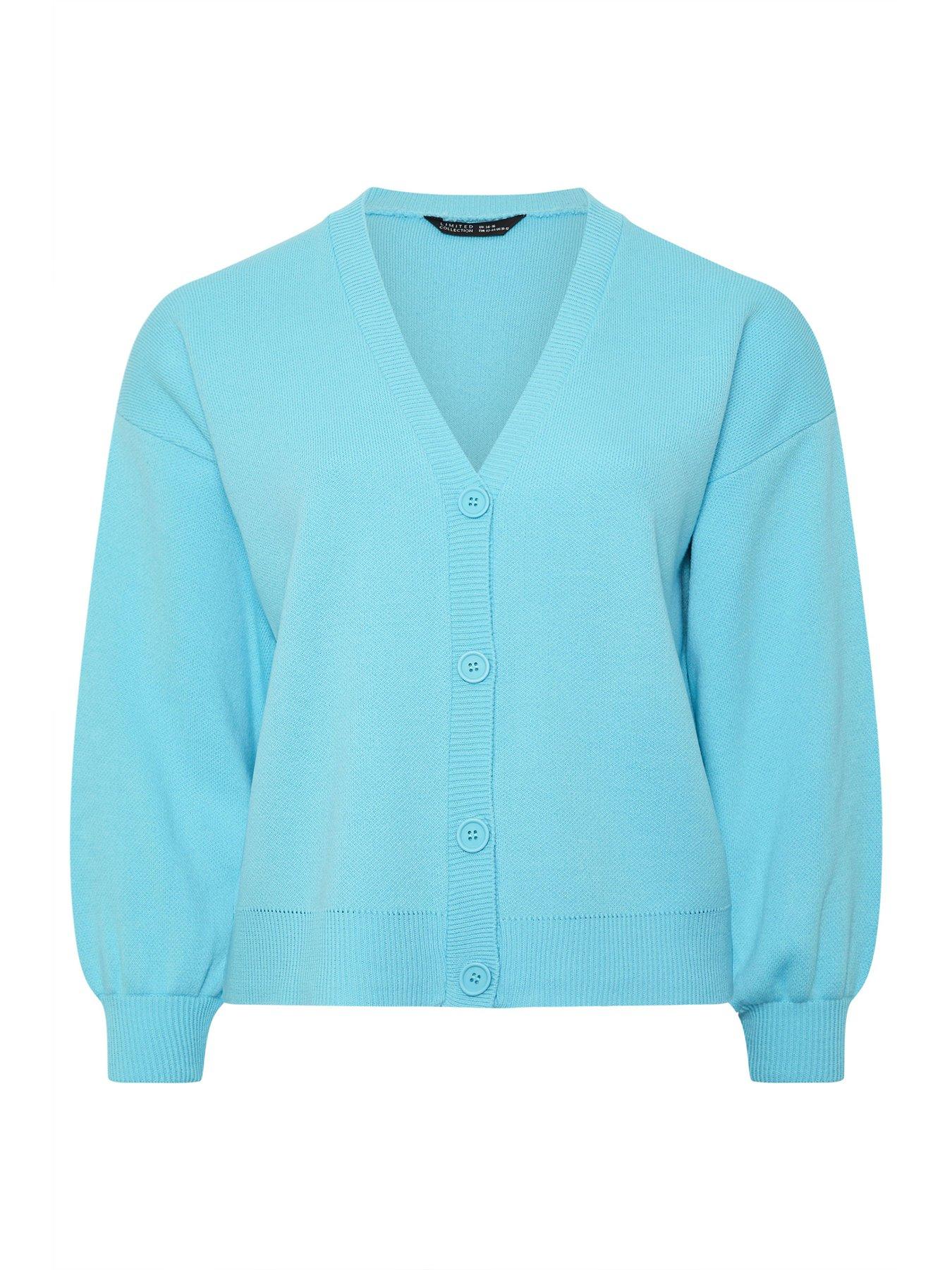 Image 5 of 5 of Yours Curve Balloon Sleeve Cardigan - Blue