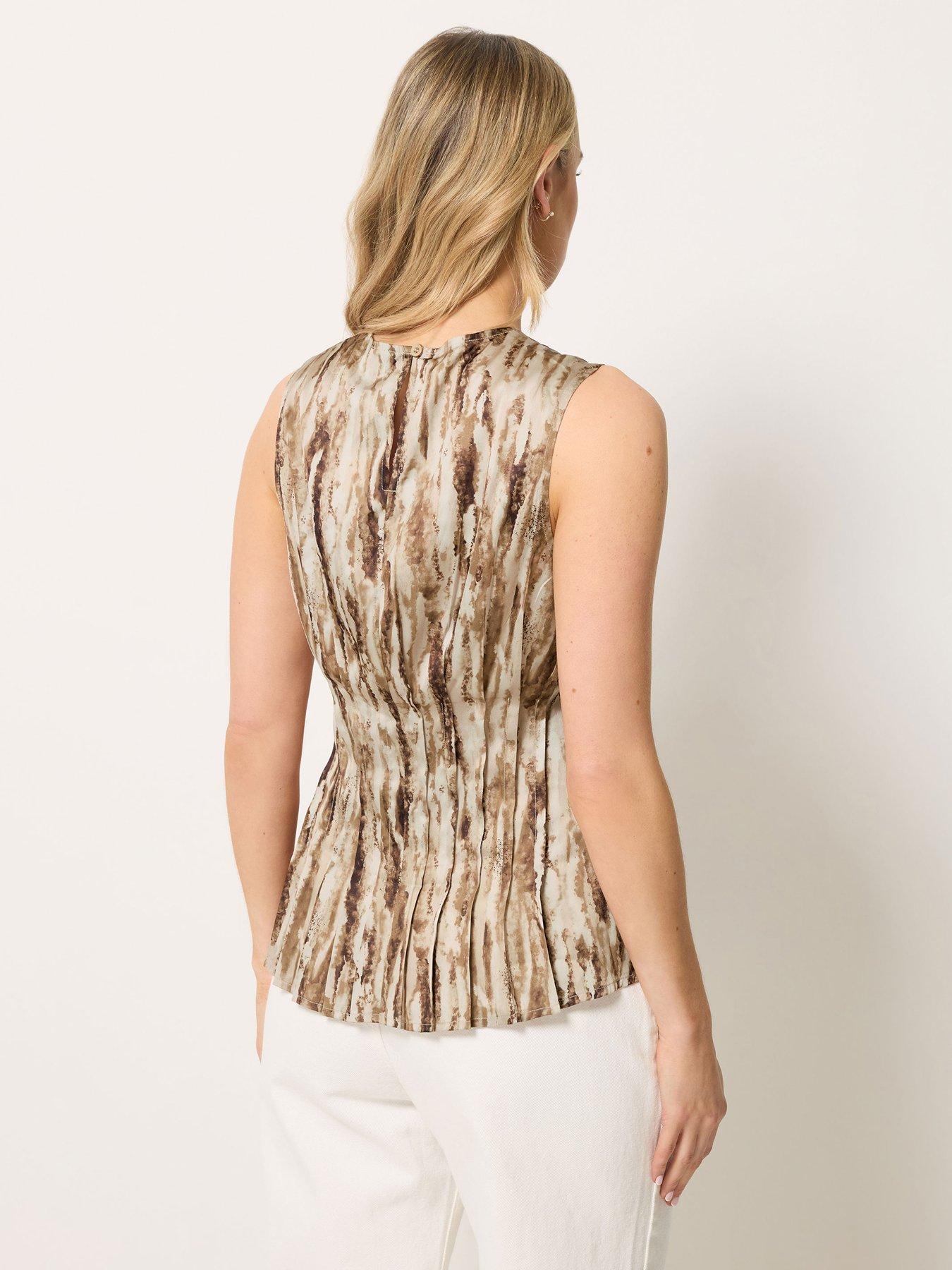 Image 2 of 4 of Long Tall Sally Zebra Satin Pleated Vest - Brown