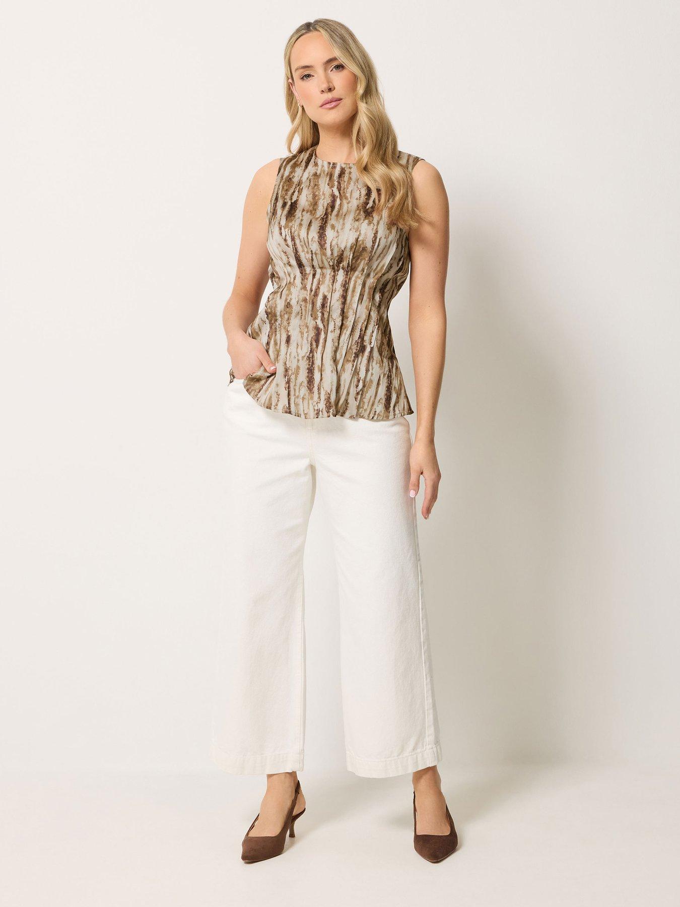 Image 3 of 4 of Long Tall Sally Zebra Satin Pleated Vest - Brown