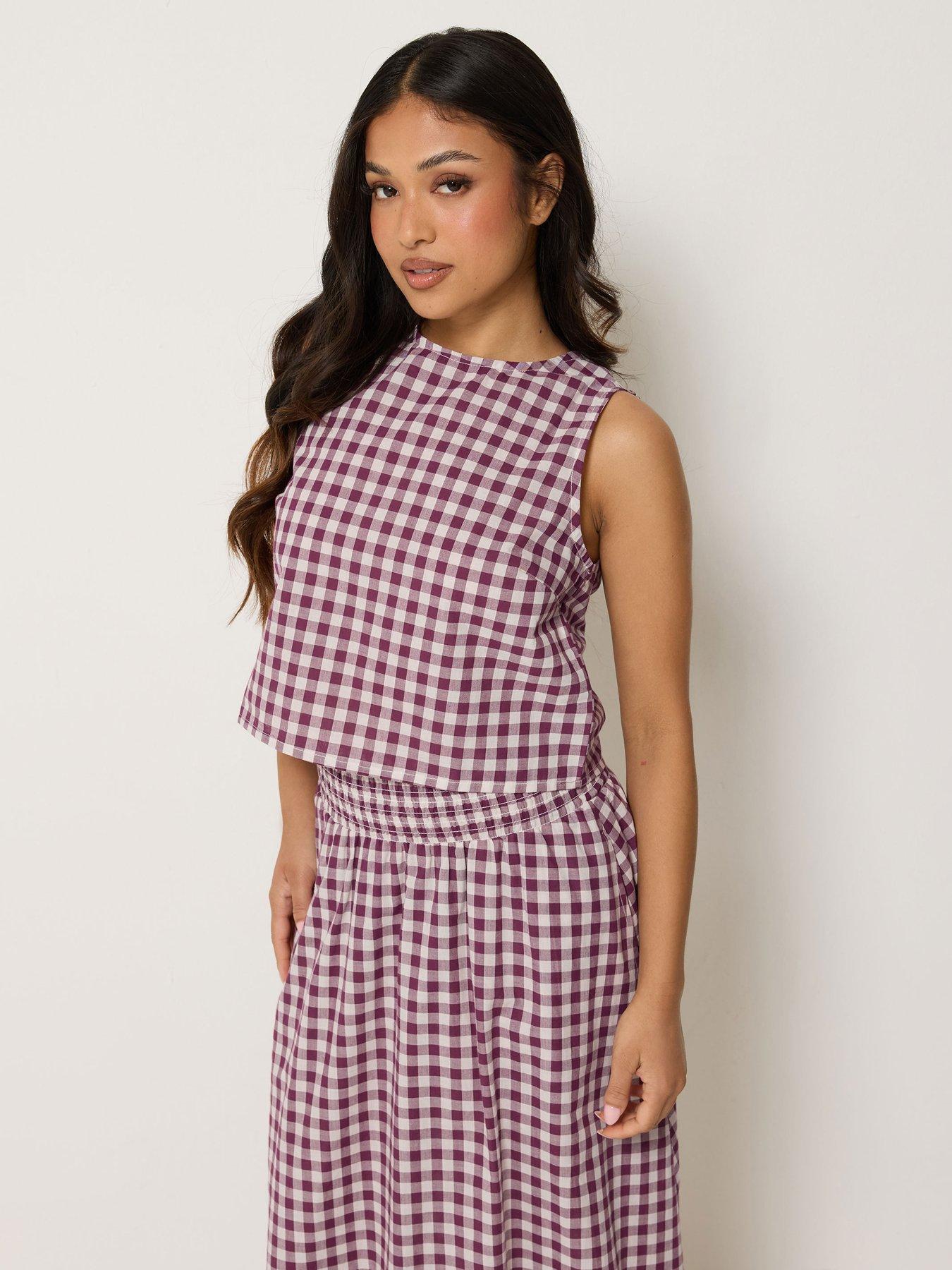 PixieGirl Petite Gingham Shell Top - Red