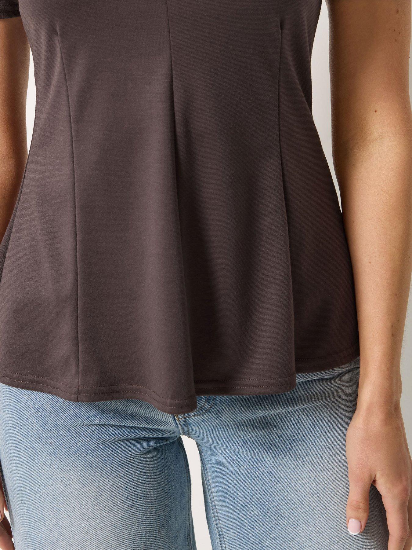 Image 4 of 4 of Long Tall Sally Peplum Top - Brown