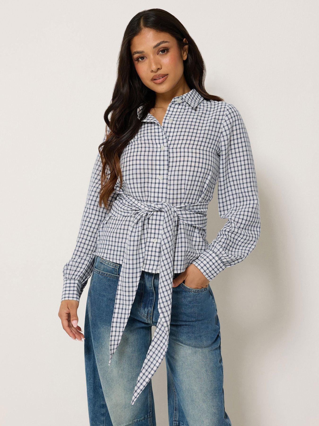 PixieGirl Petite Check Bandana Shirt - Blue