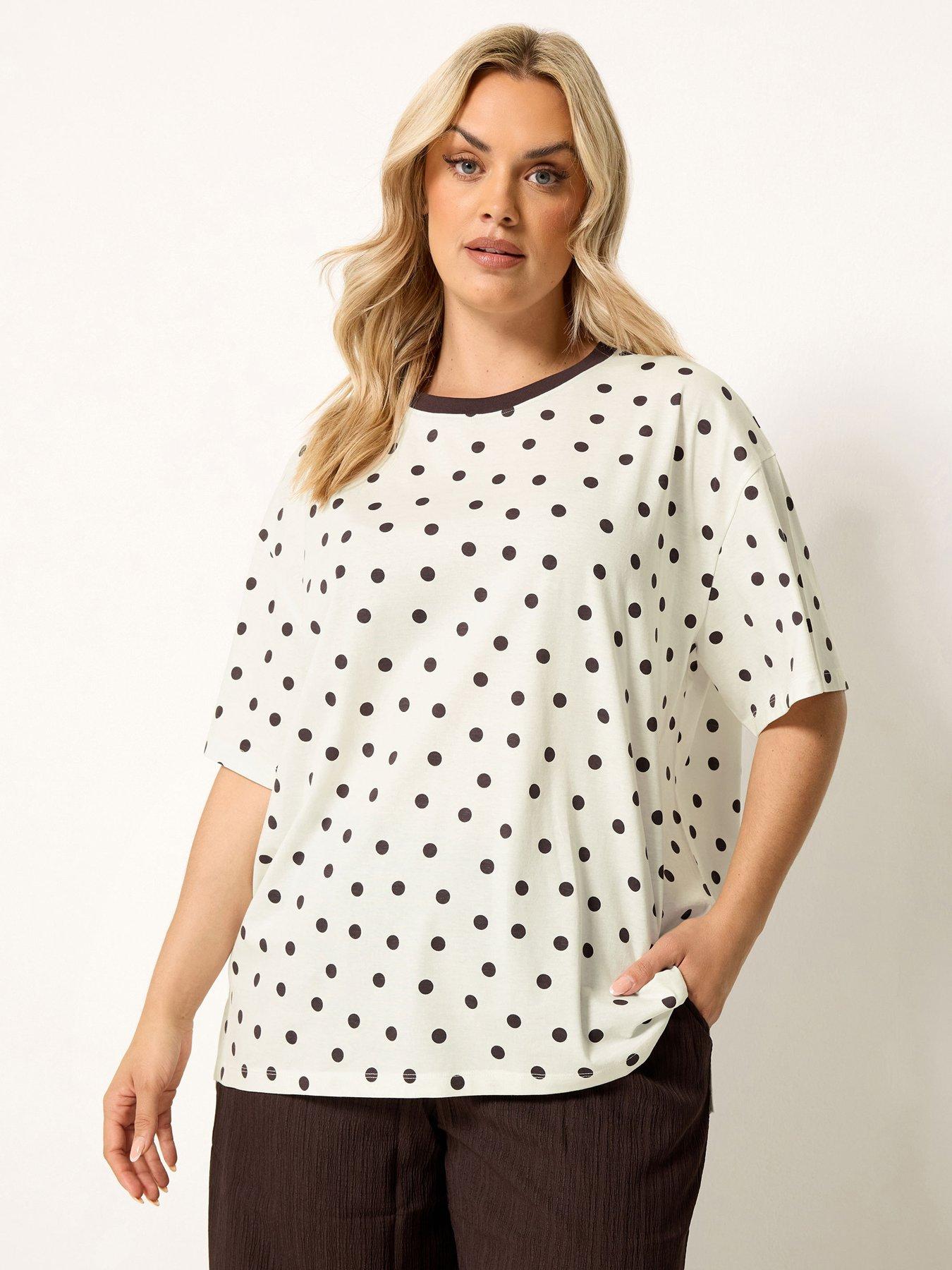 Yours Curve Printed Oversized T-Shirt - Cream