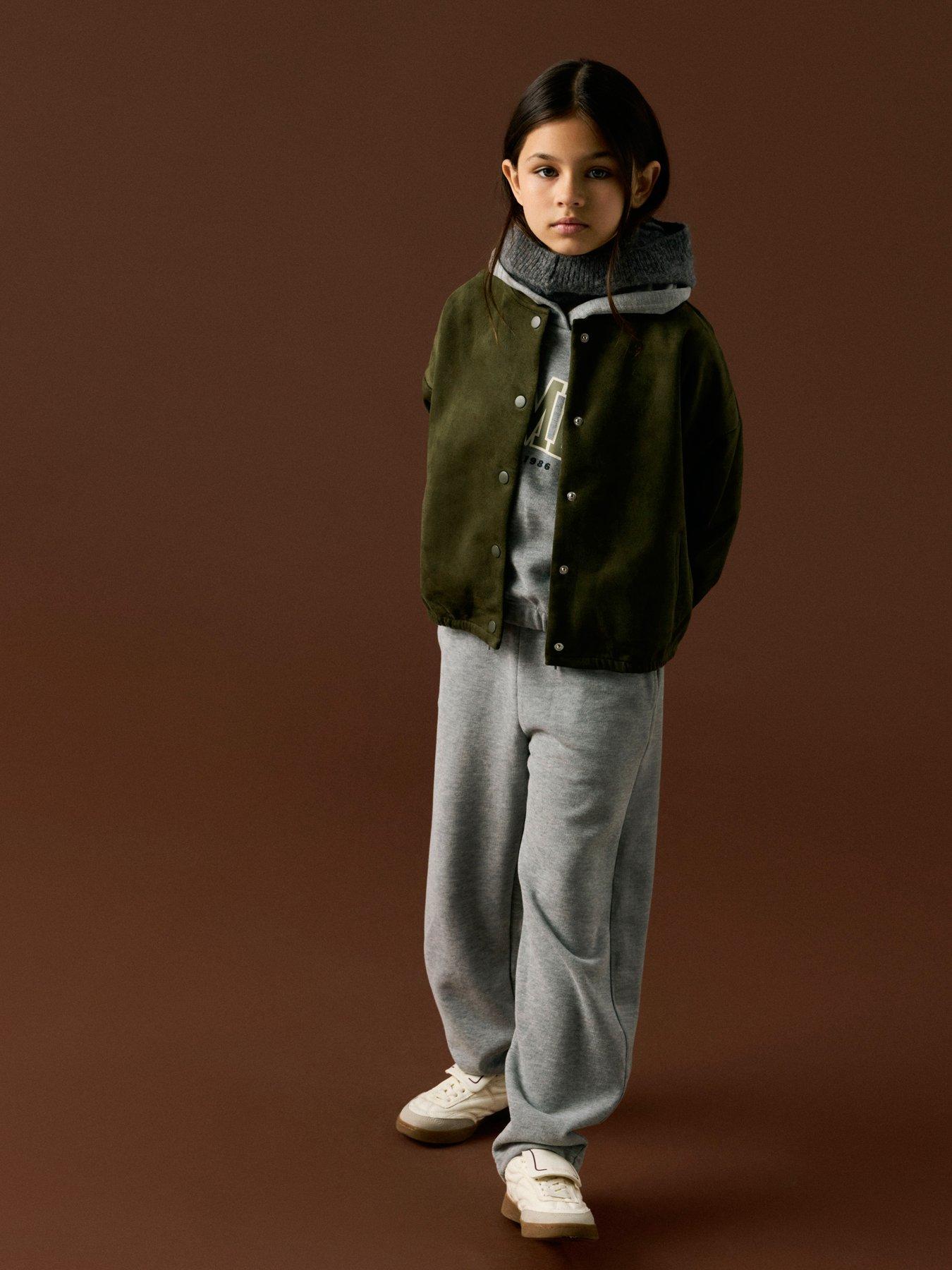 Image 1 of 5 of Name It Girls Faux Suede Bomber Jacket - Khaki