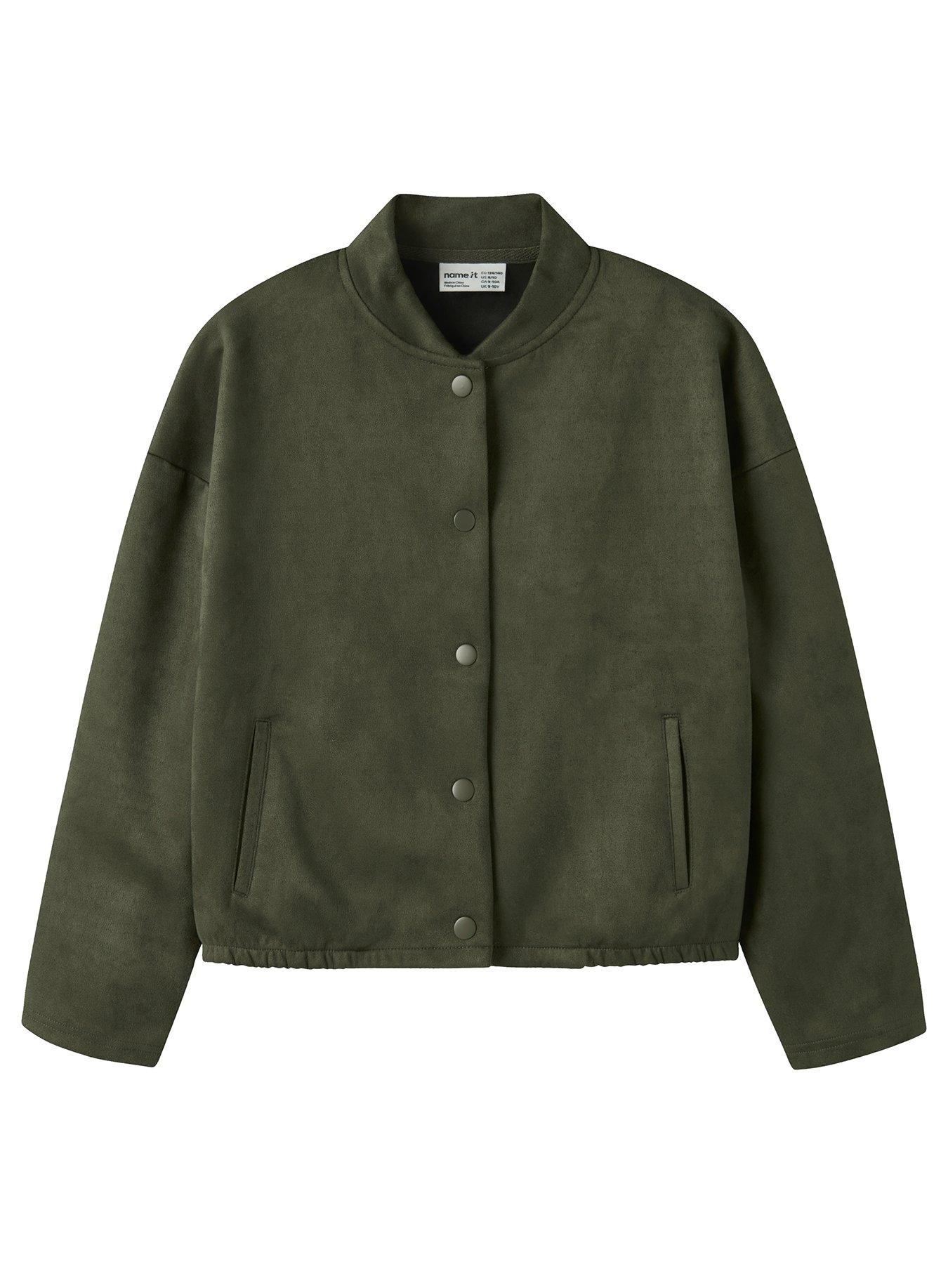 Image 2 of 5 of Name It Girls Faux Suede Bomber Jacket - Khaki