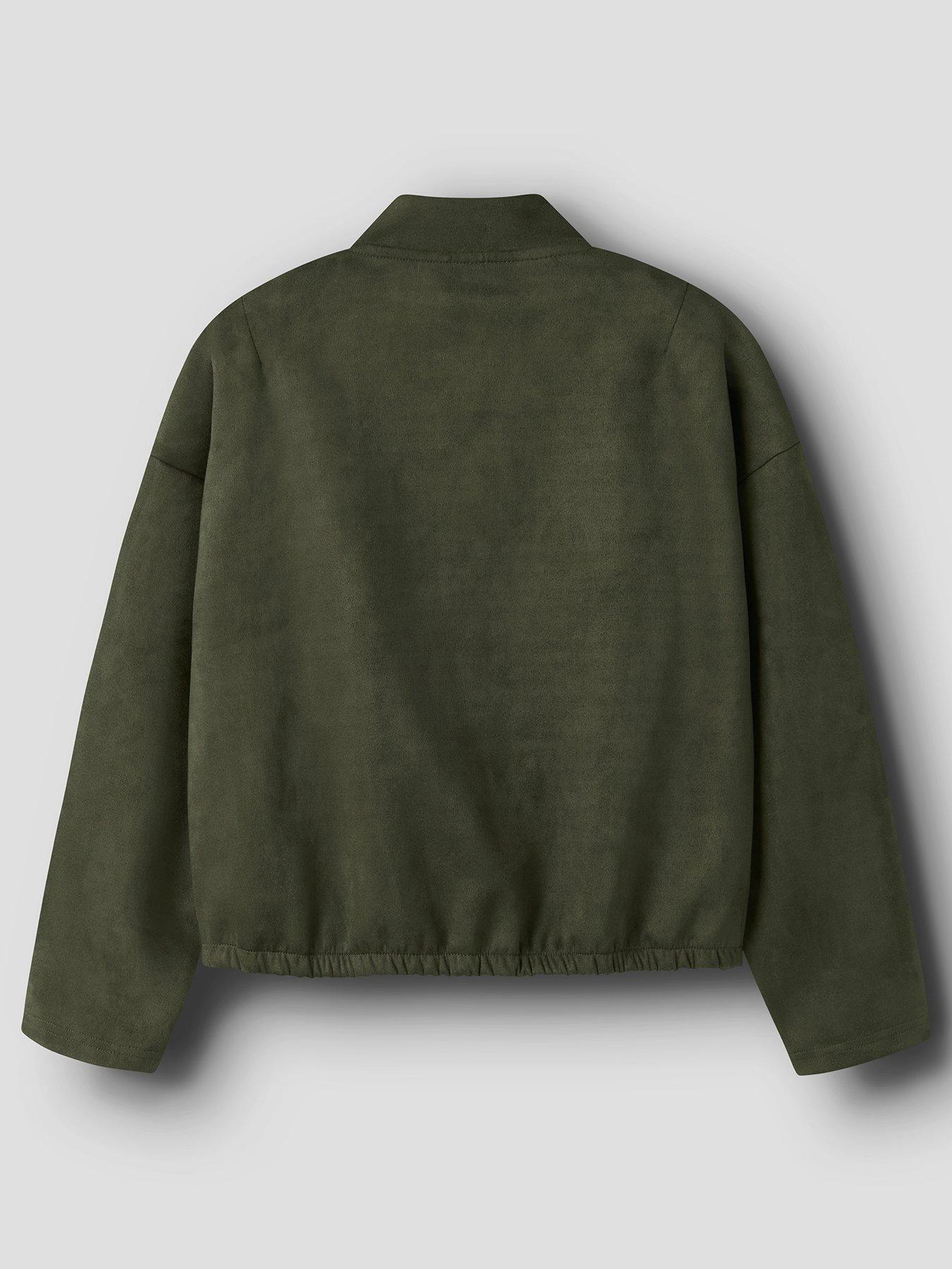 Image 3 of 5 of Name It Girls Faux Suede Bomber Jacket - Khaki