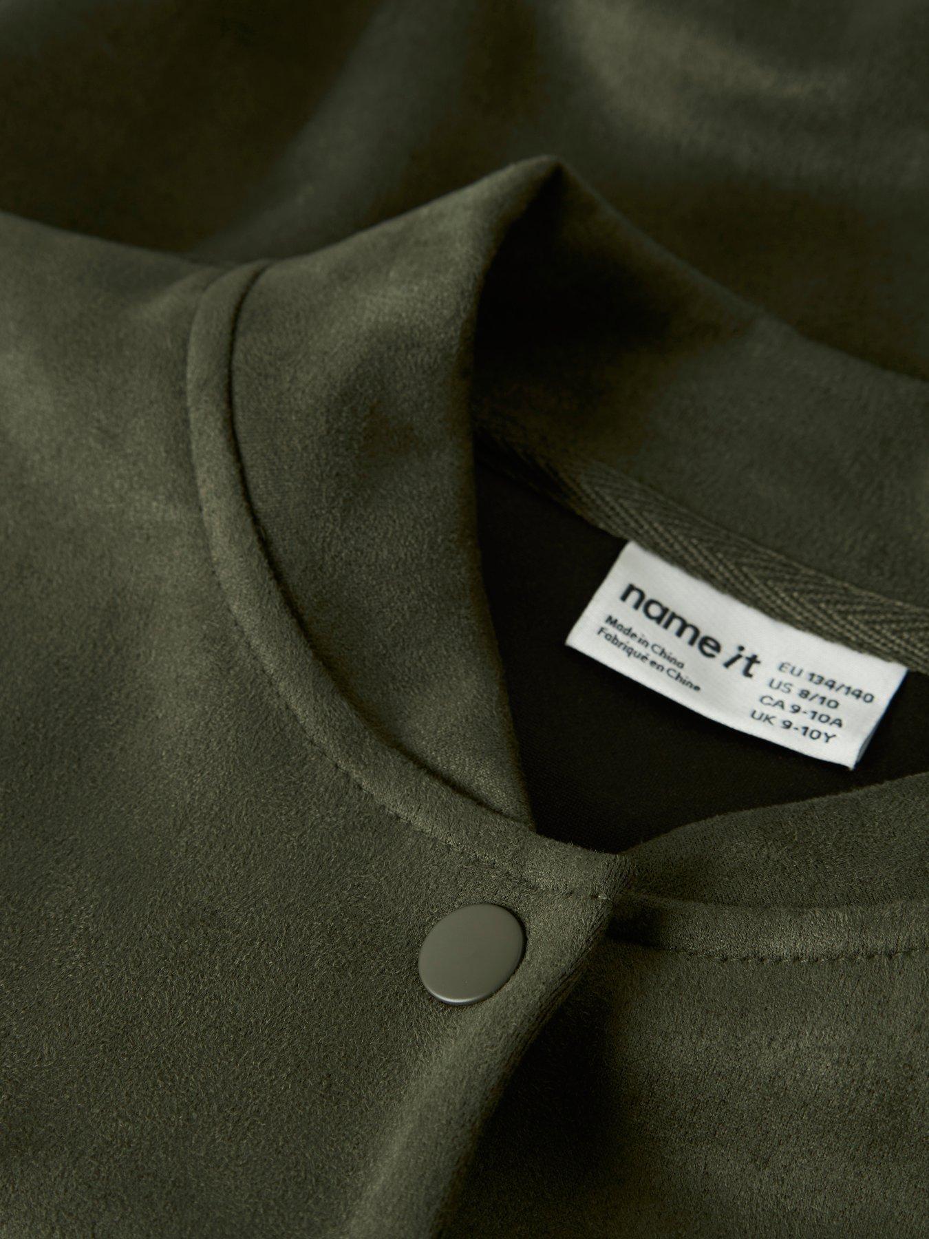 Image 4 of 5 of Name It Girls Faux Suede Bomber Jacket - Khaki