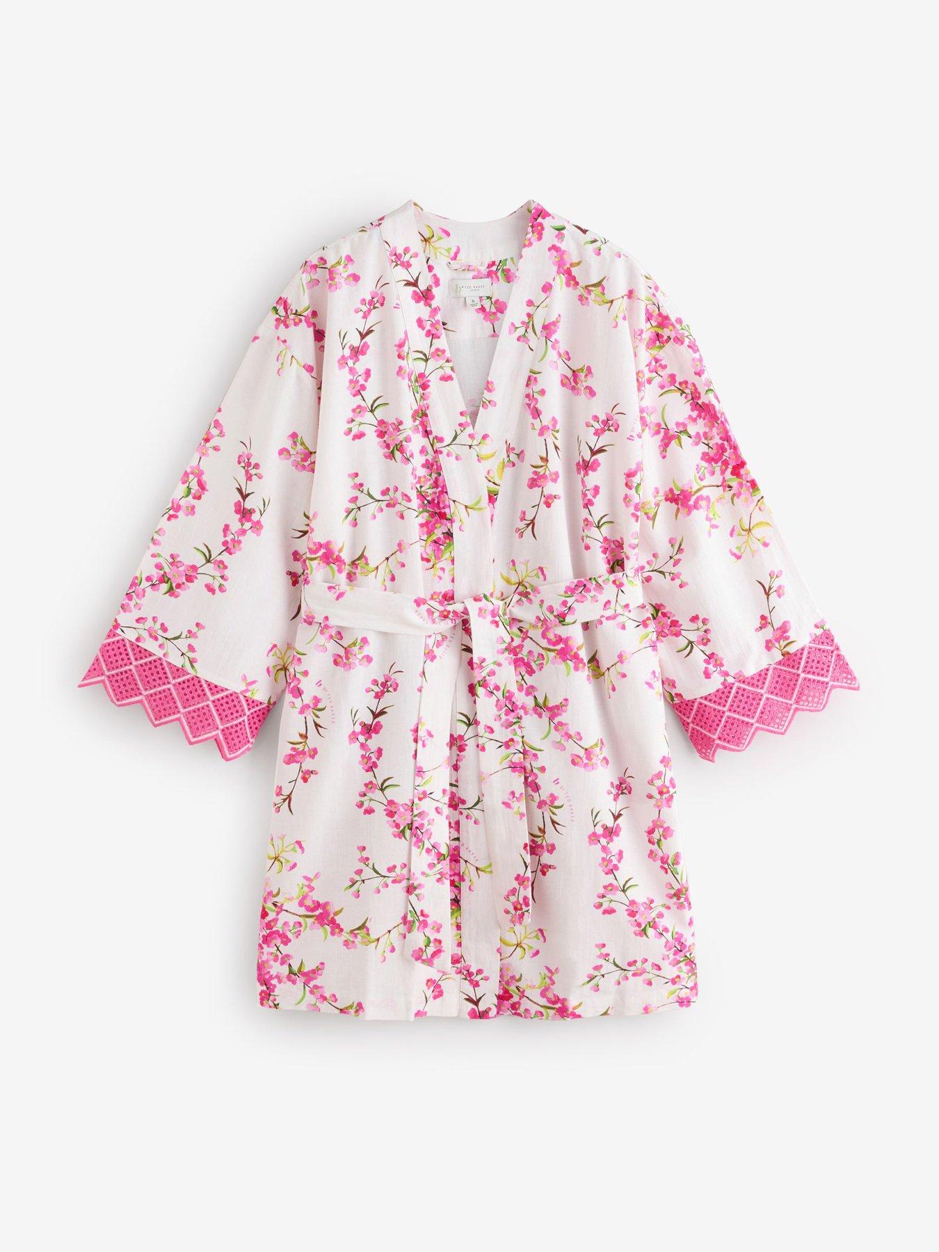 Image 1 of 4 of B By Ted Baker Linen Floral Robe - Floral White