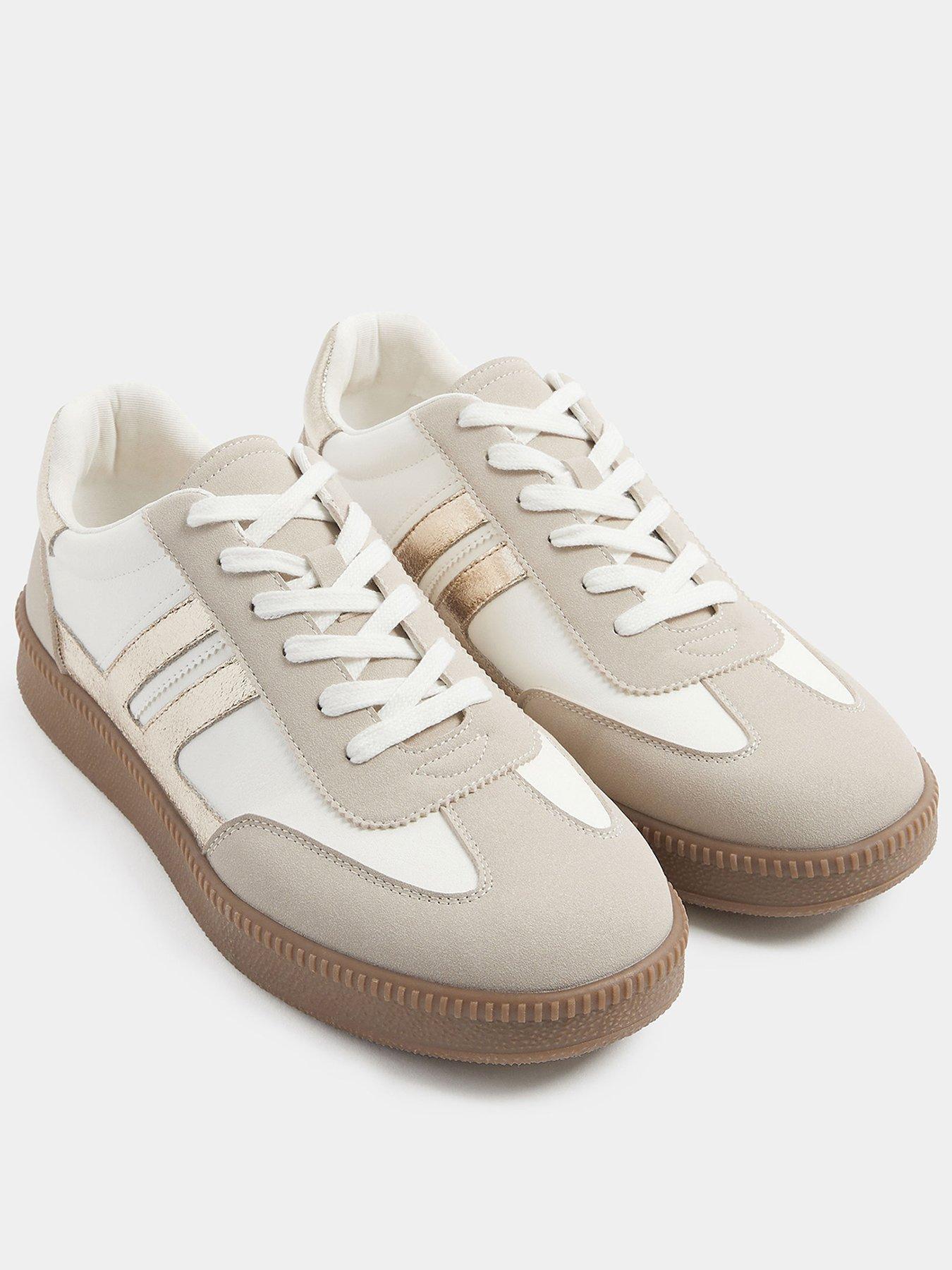 Yours Wide Fit Side Panelling Lace Up Trainer - White