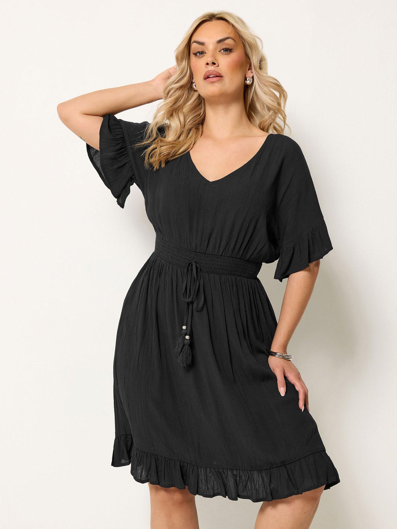 Image 1 of 5 of Yours Curve Mini Crinkle Beach Cover Up - Black