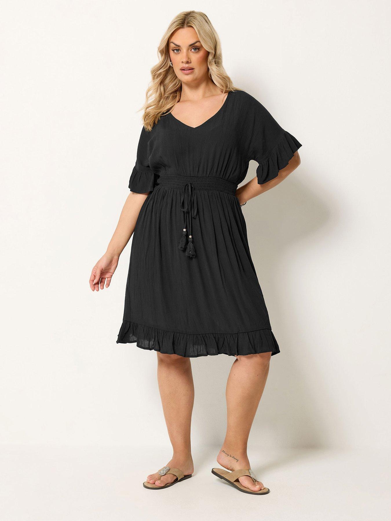 Image 3 of 5 of Yours Curve Mini Crinkle Beach Cover Up - Black