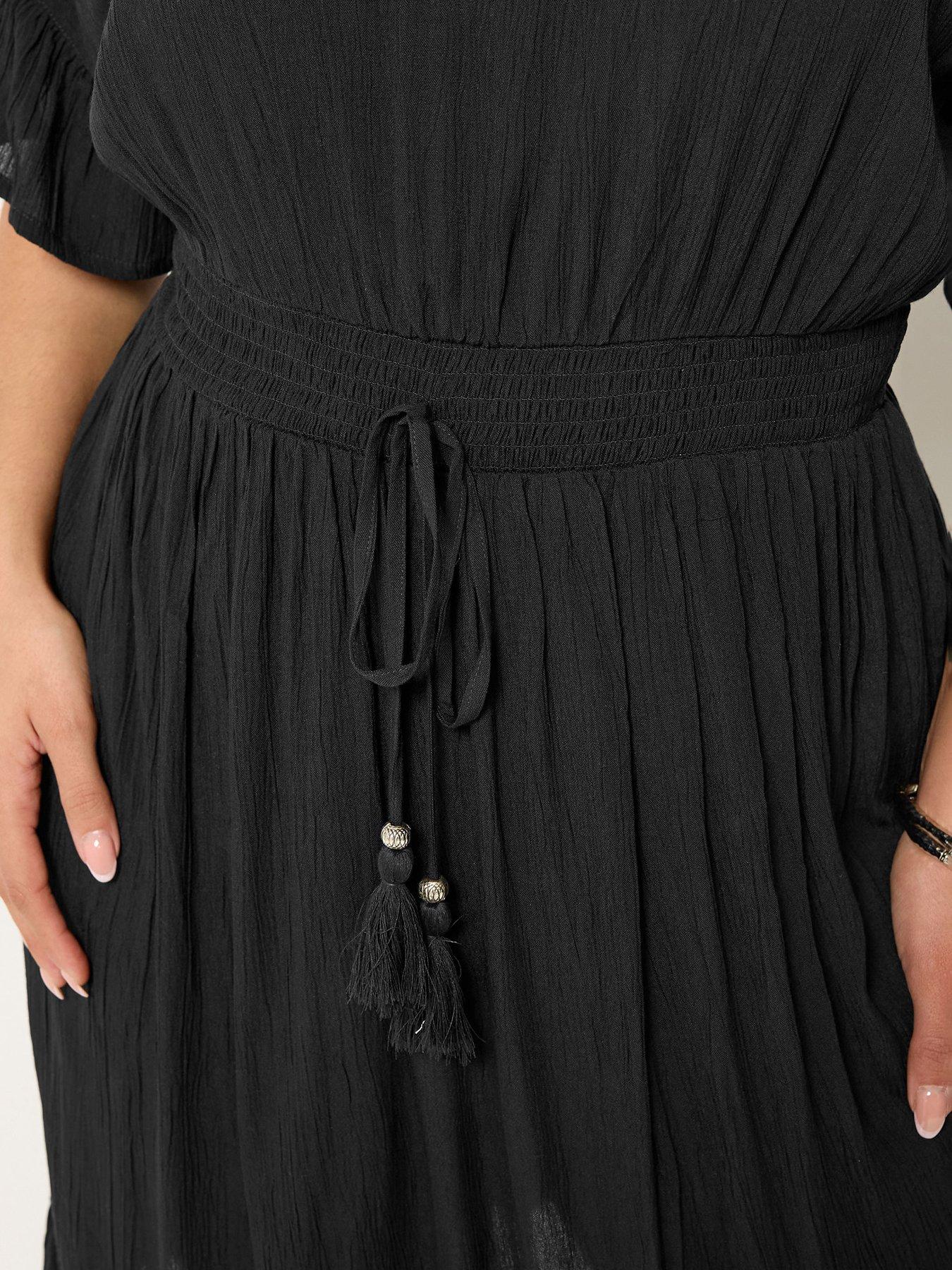 Image 4 of 5 of Yours Curve Mini Crinkle Beach Cover Up - Black
