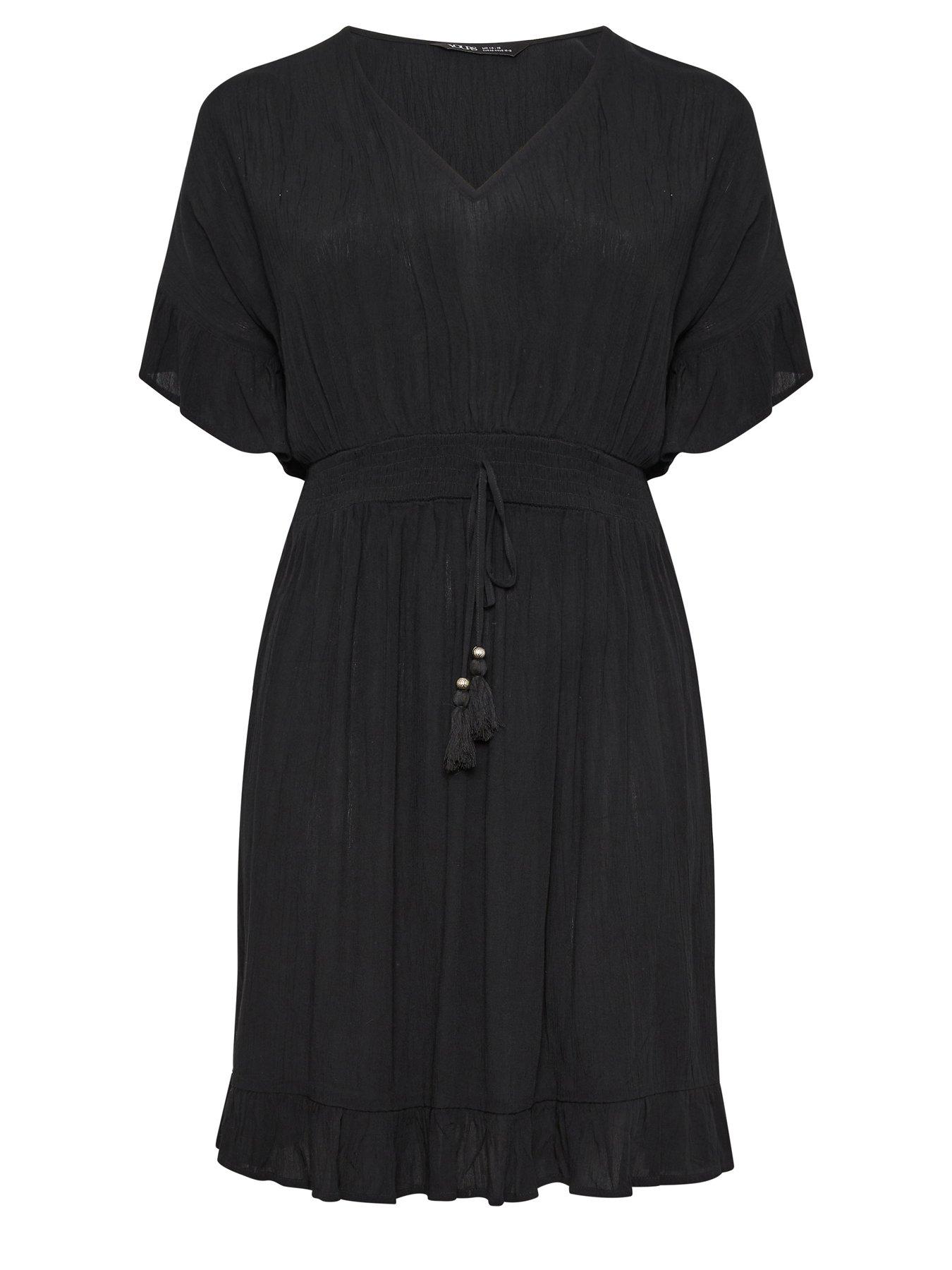 Image 5 of 5 of Yours Curve Mini Crinkle Beach Cover Up - Black