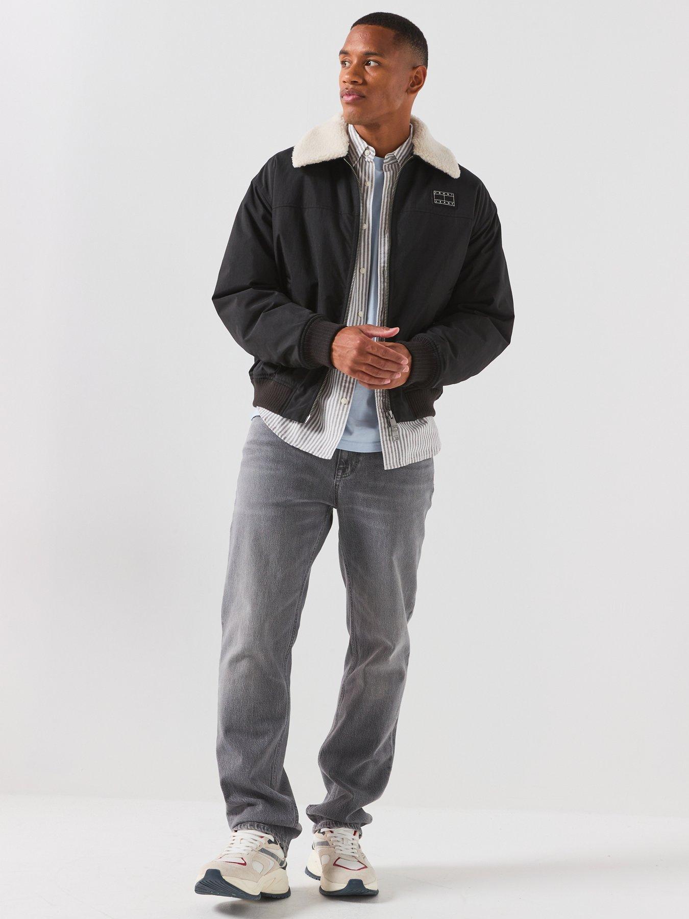 Image 3 of 6 of Tommy Jeans Mens Borg Collar Padded Aviator Jacket - Black