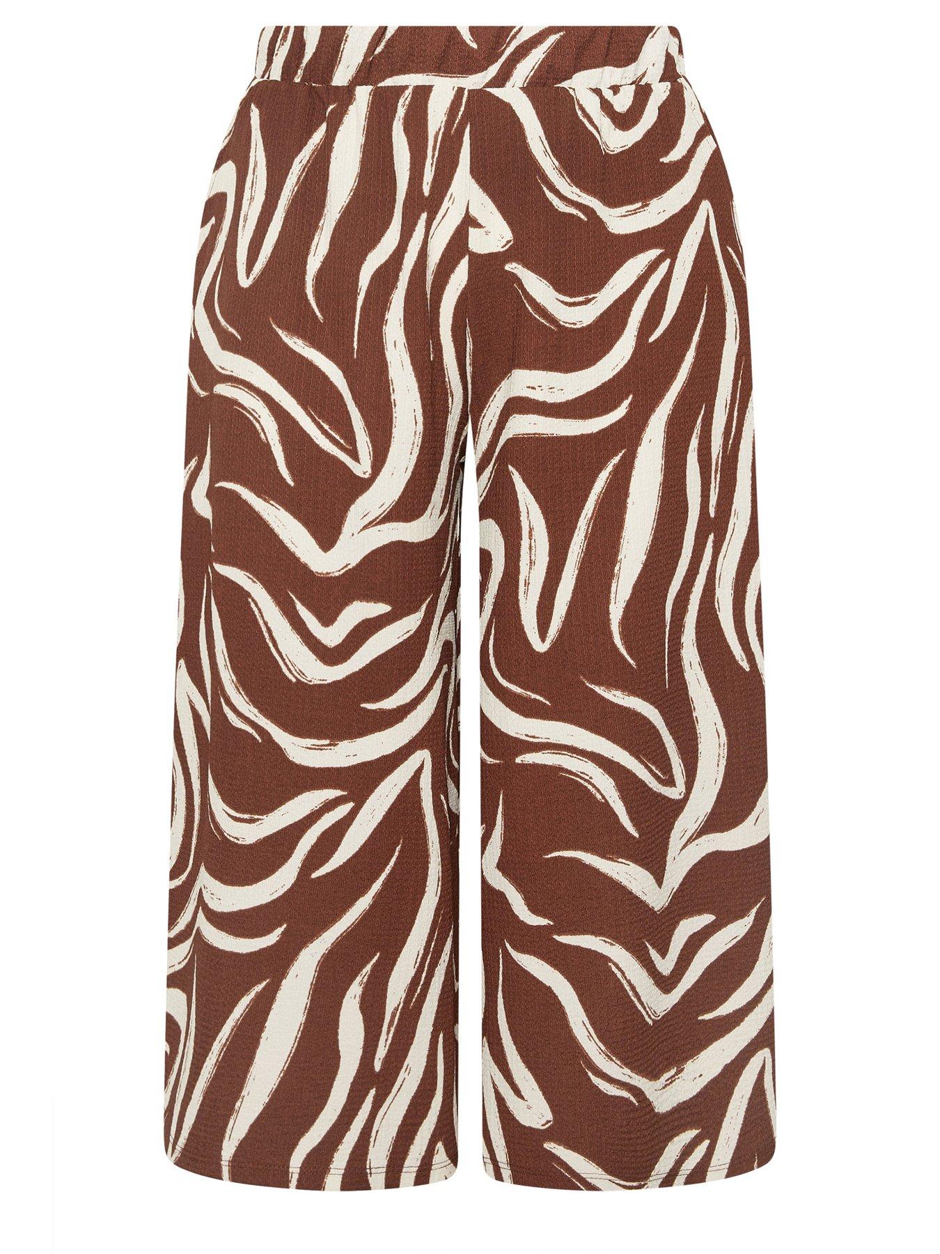 Image 5 of 5 of Yours Curve Zebra Jersey Culotte - Brown