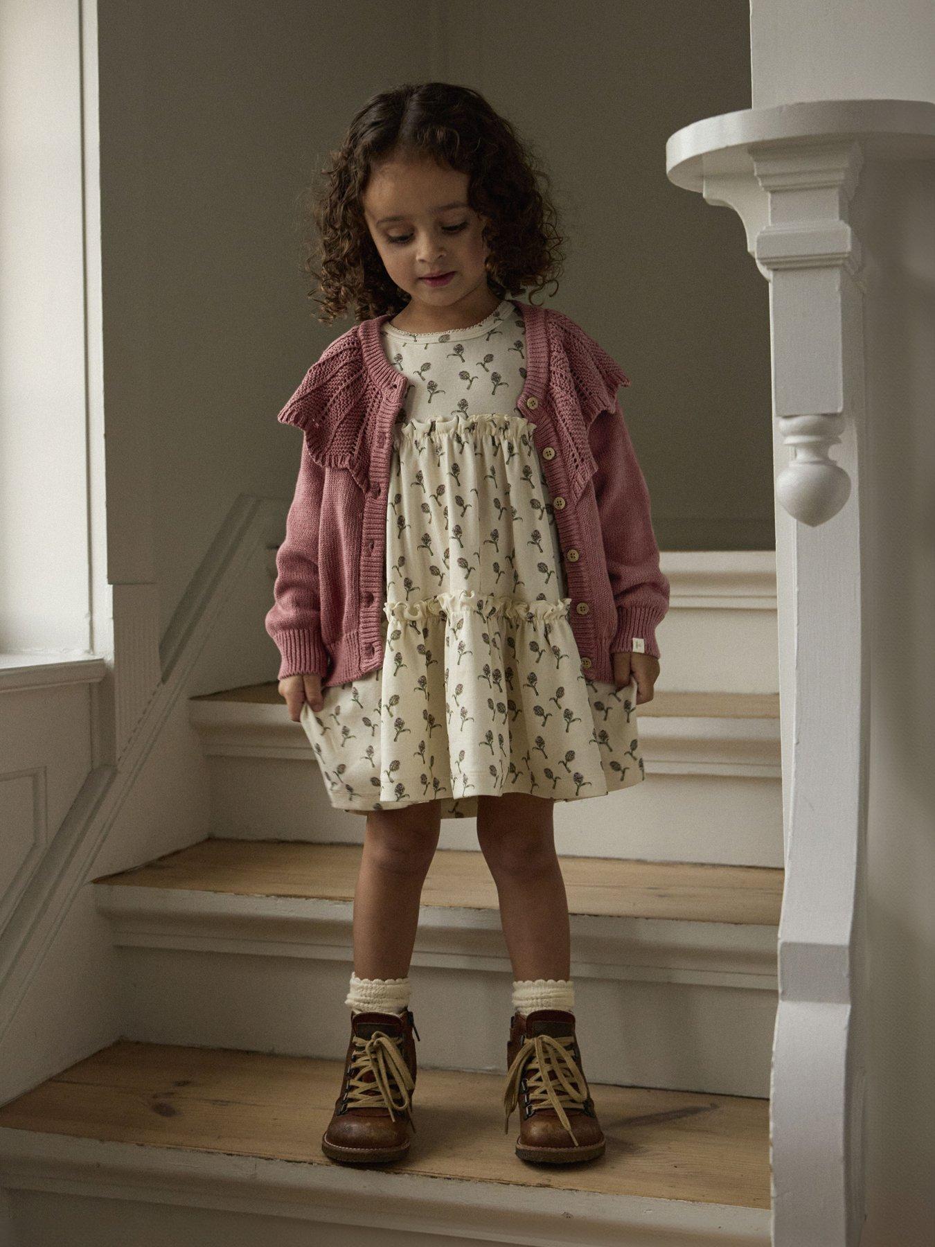 Lil Atelier Mini Girls Knitted Cardigan - Dark Pink
