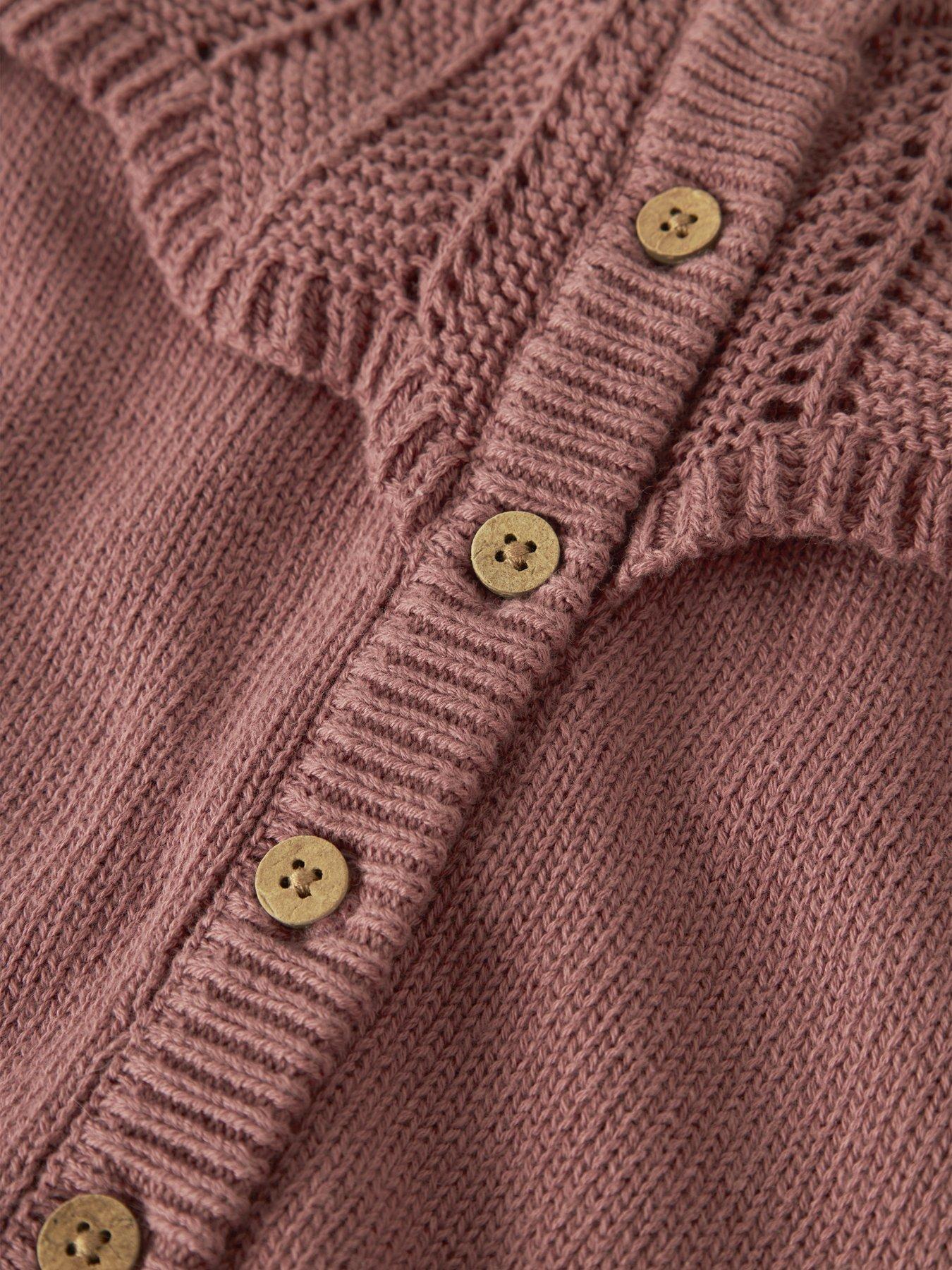 Image 4 of 4 of Lil Atelier Mini Girls Knitted Cardigan - Dark Pink