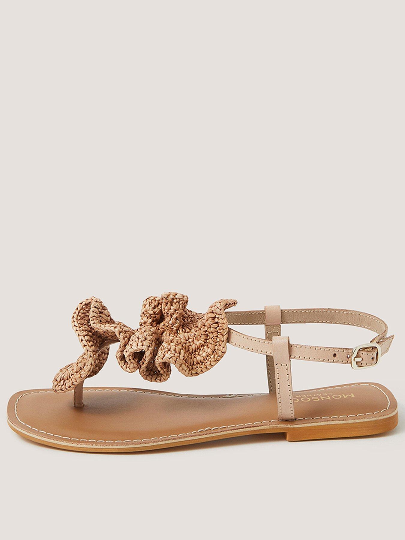 Image 1 of 3 of Monsoon Rosa Raffia Thong Sandal - Cream
