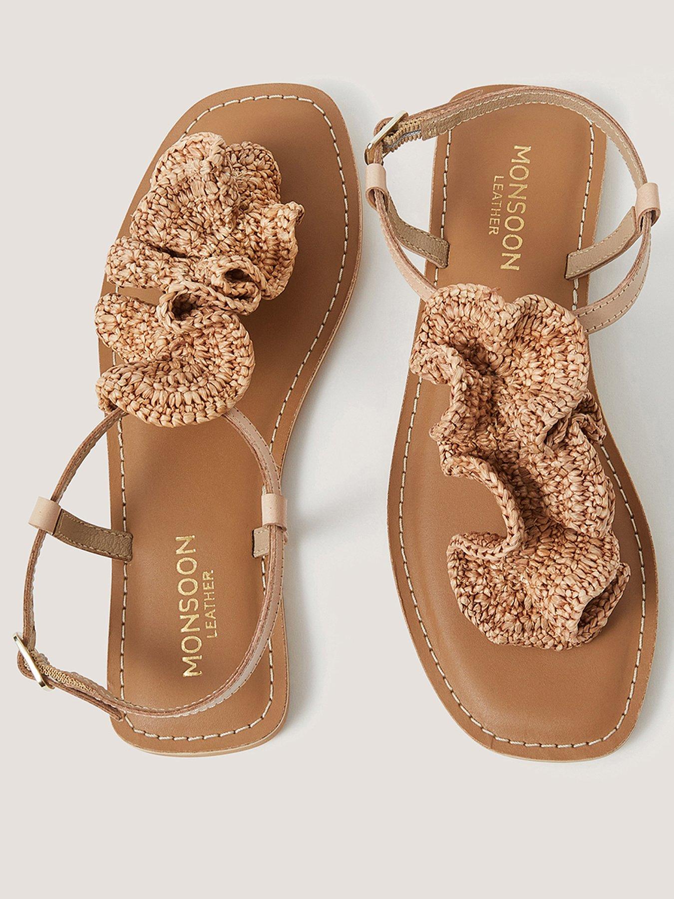 Image 2 of 3 of Monsoon Rosa Raffia Thong Sandal - Cream