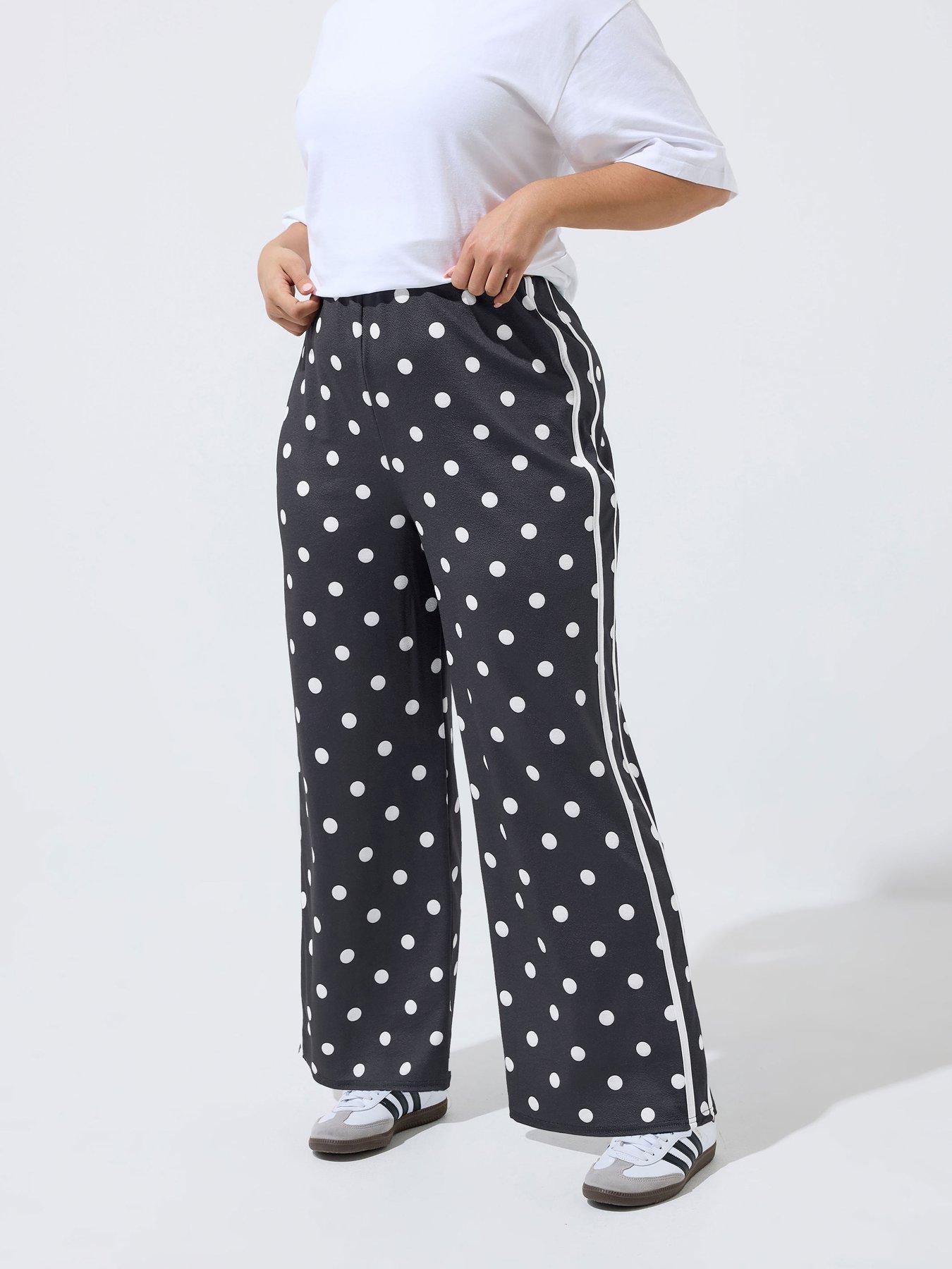 Yours Curve Polka Dot Stripe Trouser - Black