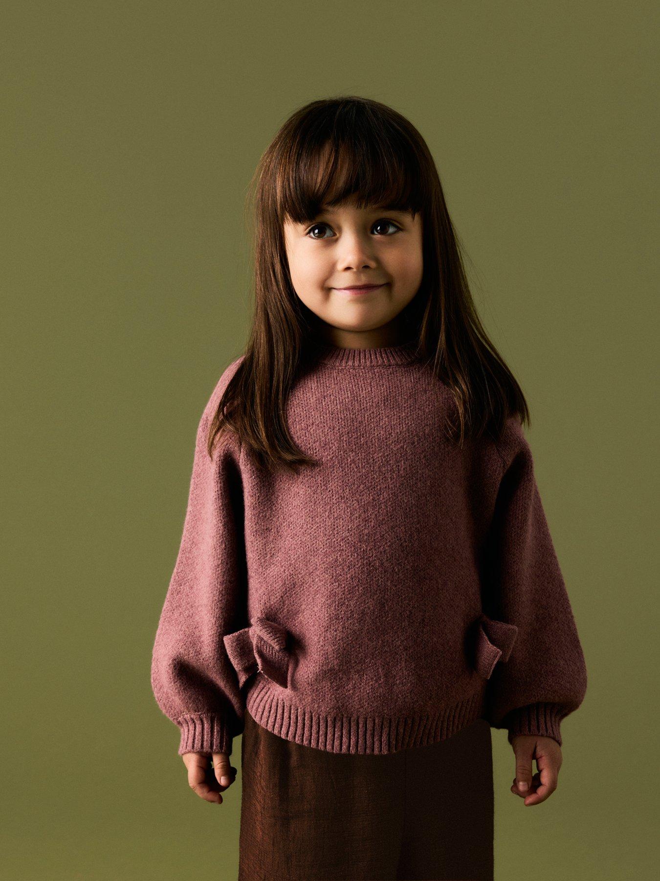 Image 1 of 5 of Name It Mini Girls Bow Knitted Jumper - Pink