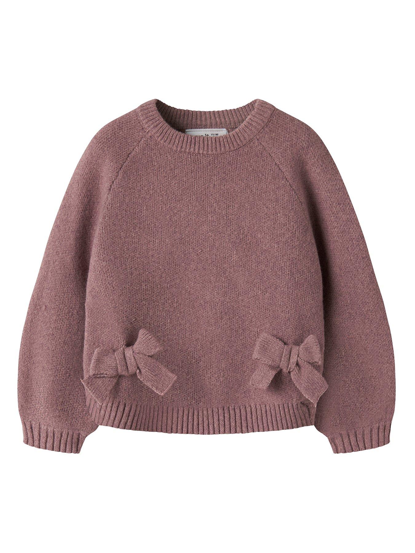 Image 2 of 5 of Name It Mini Girls Bow Knitted Jumper - Pink