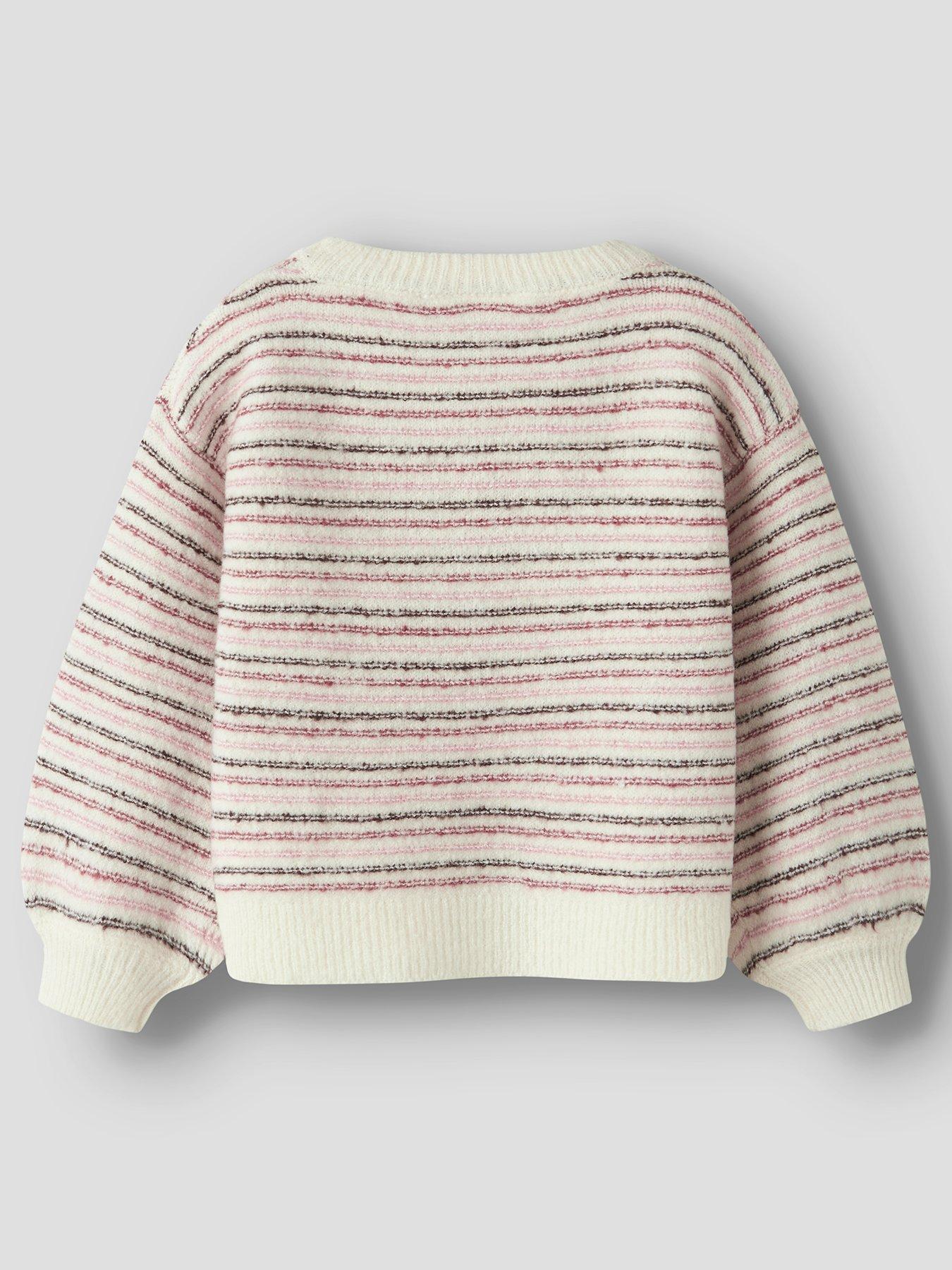 Image 2 of 3 of Name It Mini Girls Stripe Knitted Jumper - Cream