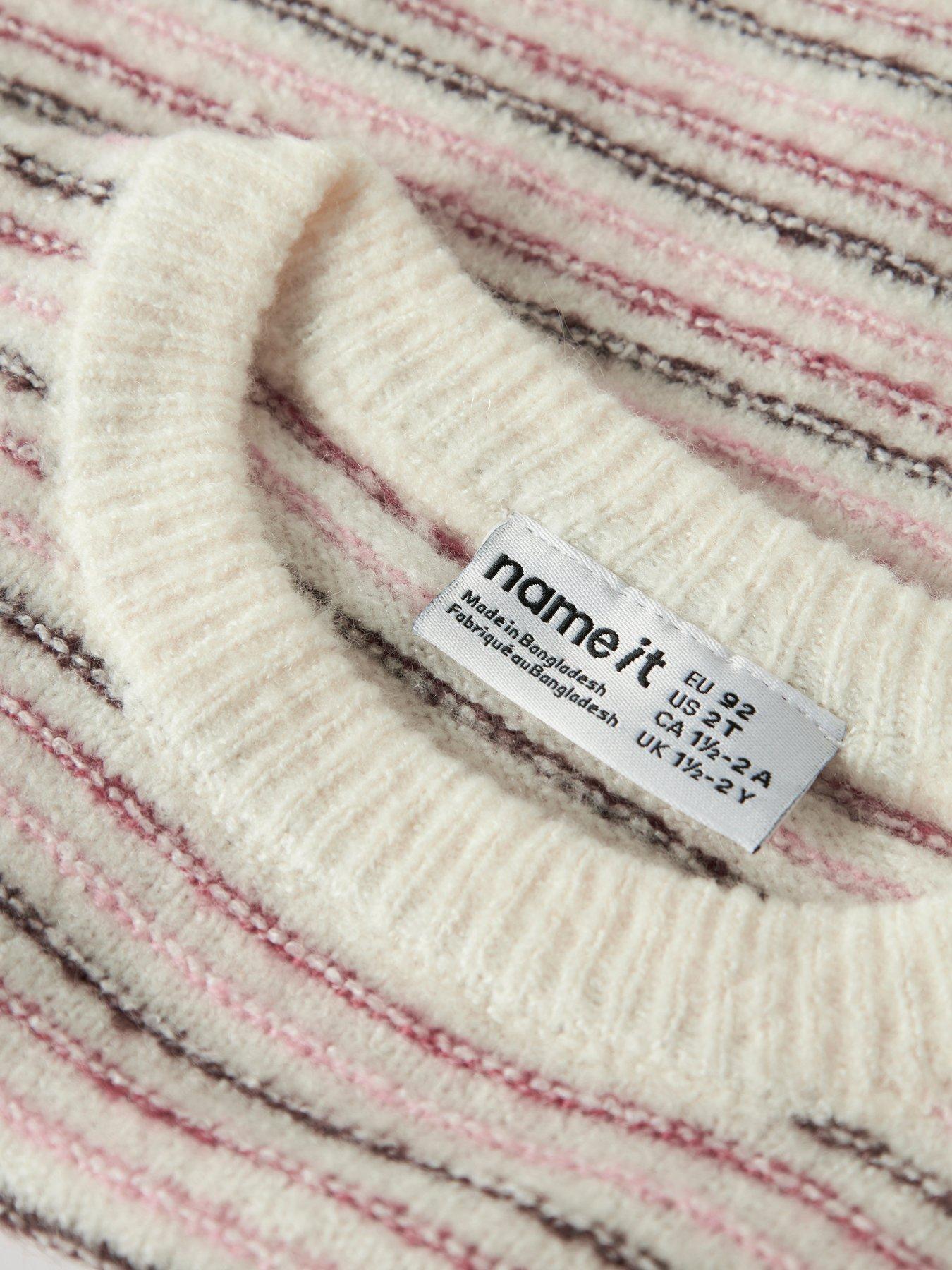 Image 3 of 3 of Name It Mini Girls Stripe Knitted Jumper - Cream