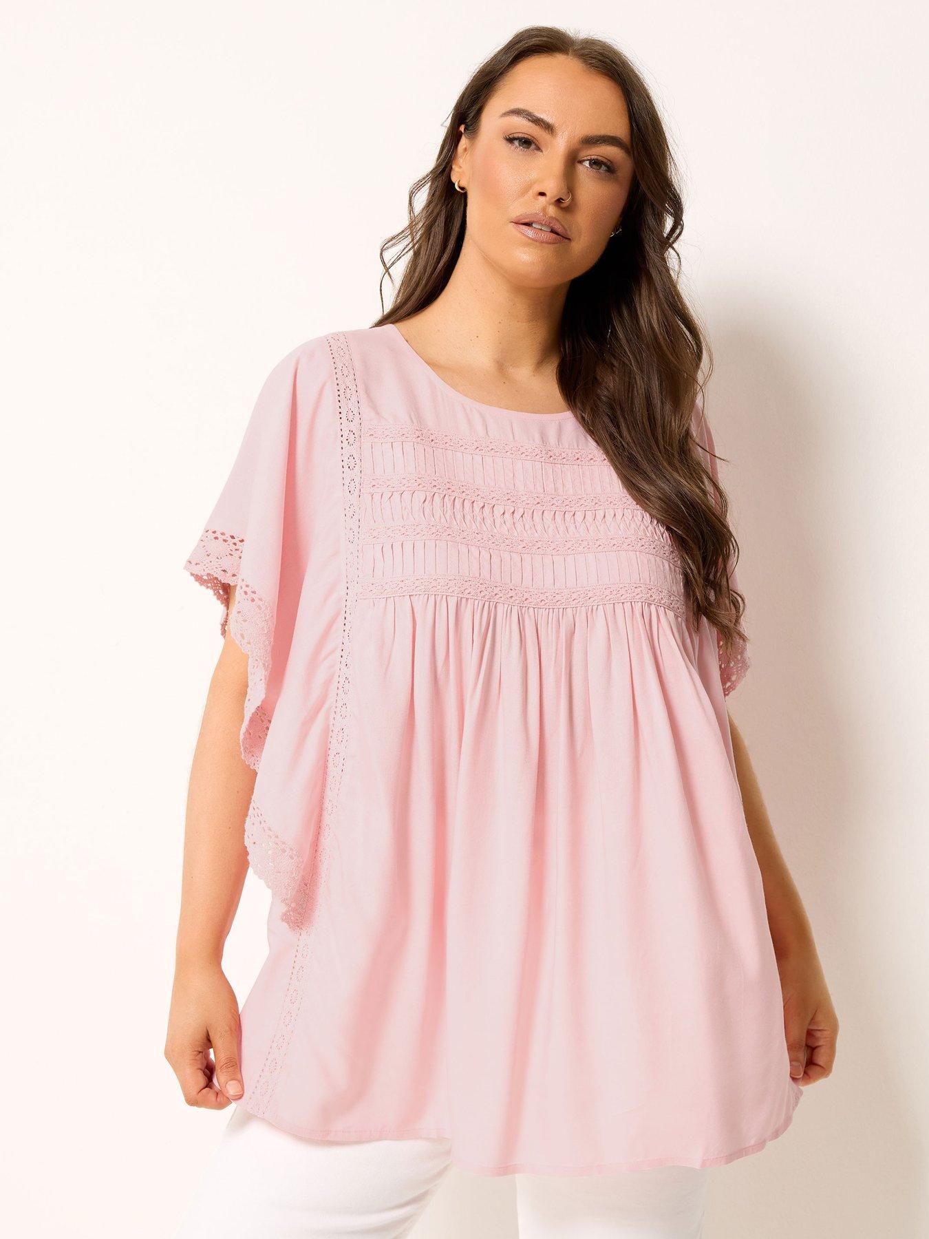 Yours Curve Statement Sleeve Blouse - Pink